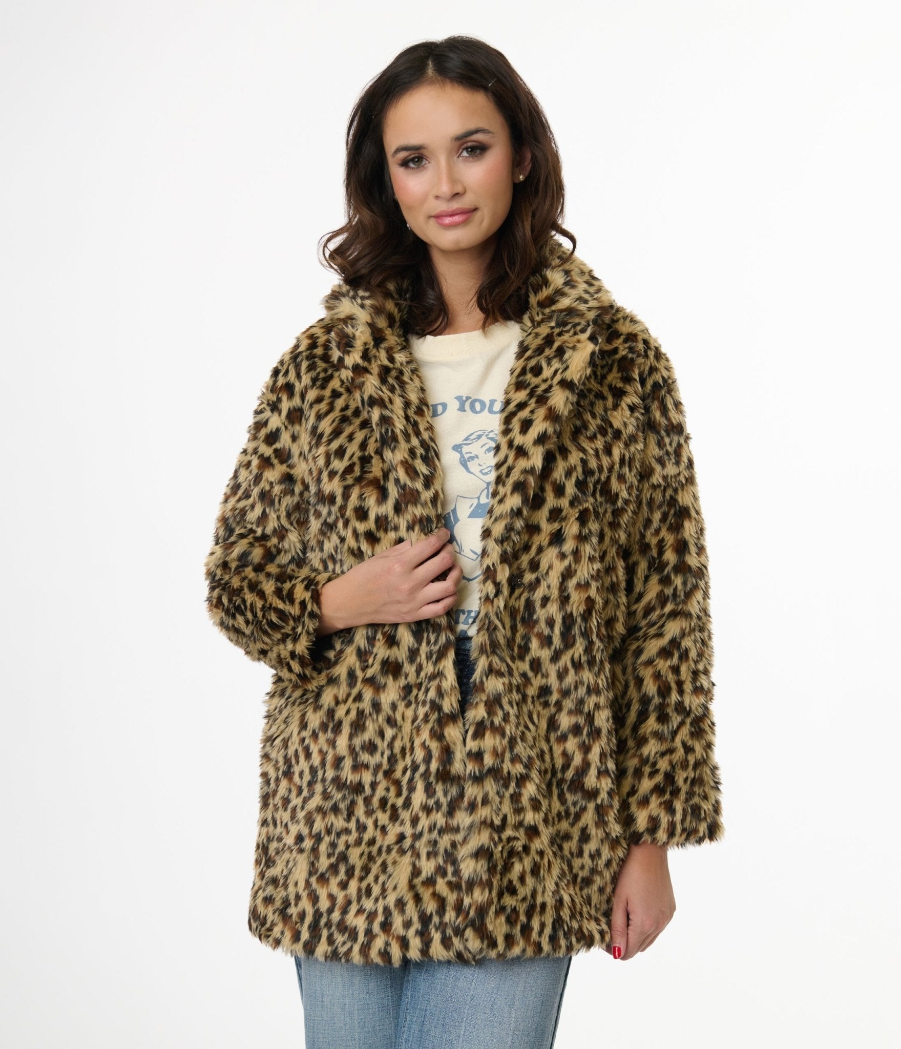 Faux Fur Leopard Print Jacket