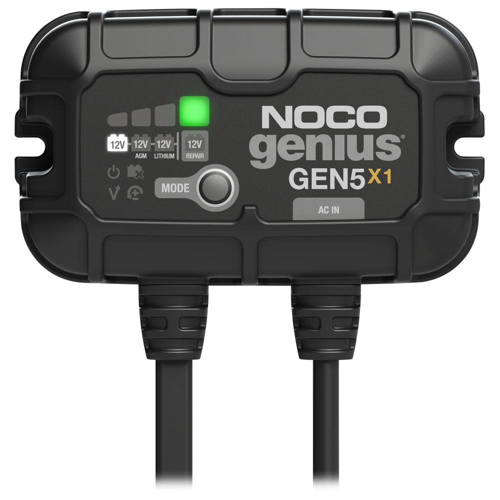 NOCO GEN5X1 Genius GEN5X1, 1-Bank, 5A (5A/Bank) Smart Marine Battery Charger, 12V Waterproof Onboard Boat Charger, Maintainer and Desulfator for AGM, Lithium (LiFePO4) and Deep-Cycle Batteries