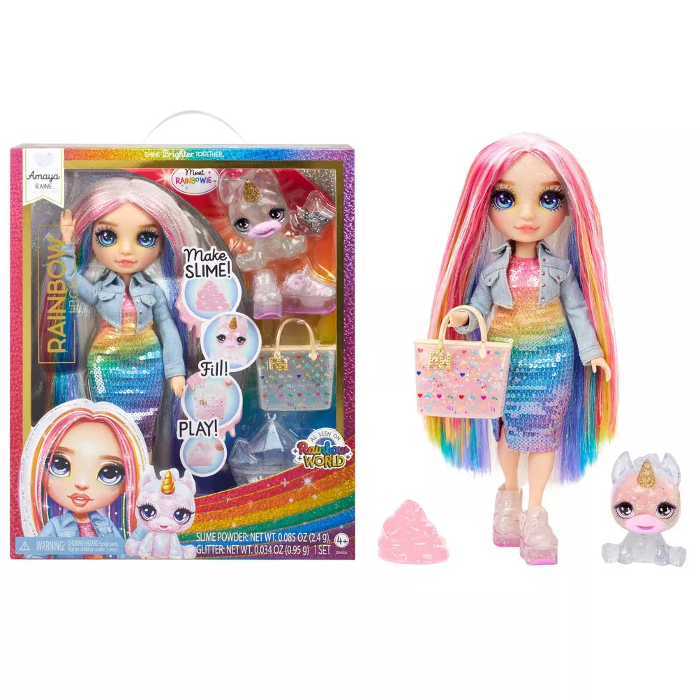 MGA Entertainment 594598 Rainbow High Amaya Rainbow W/Slime Kit & Pet 11'' Shimmer Doll