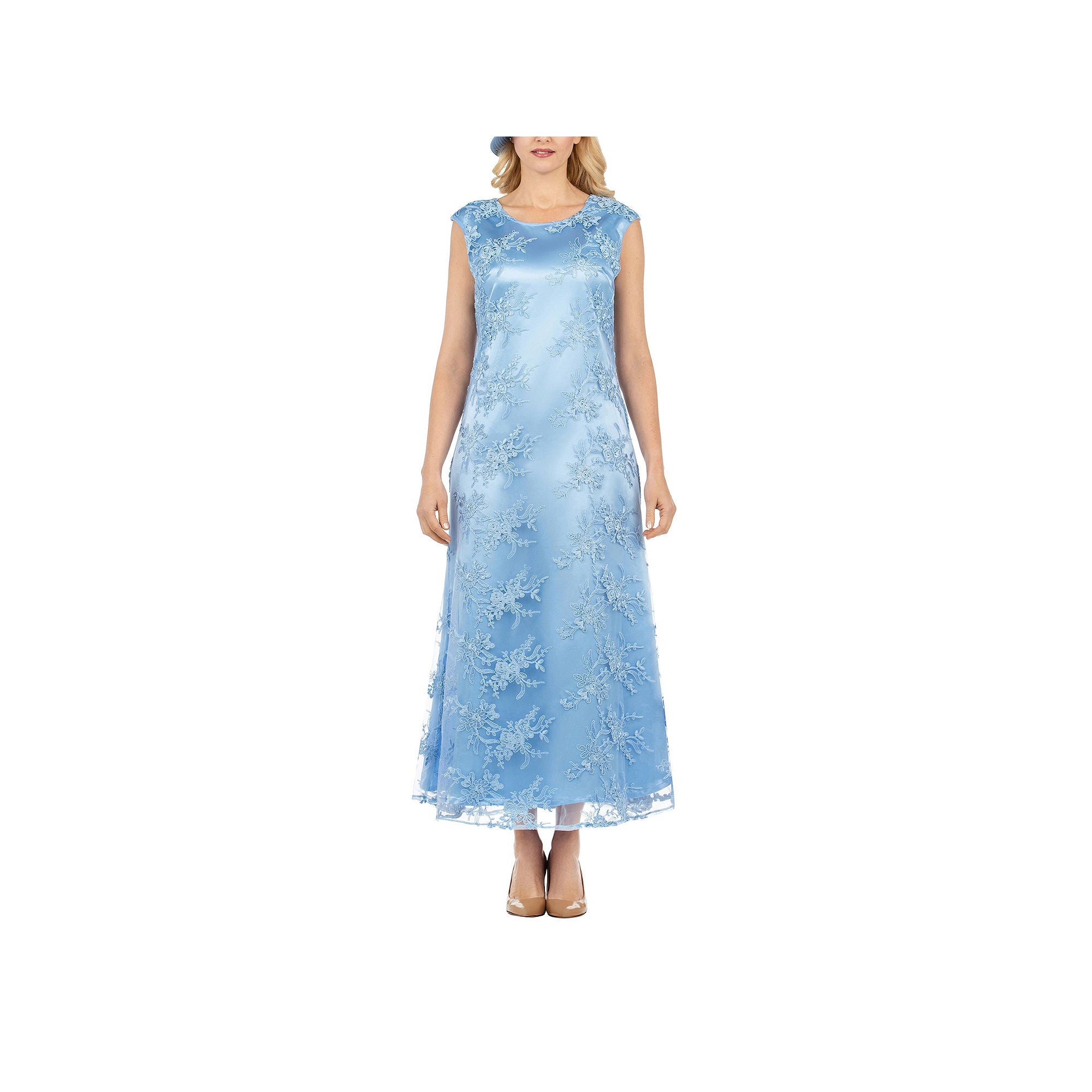 Giovanna Signature Short Sleeve Evening Gown Plus - Ice Blue 14W