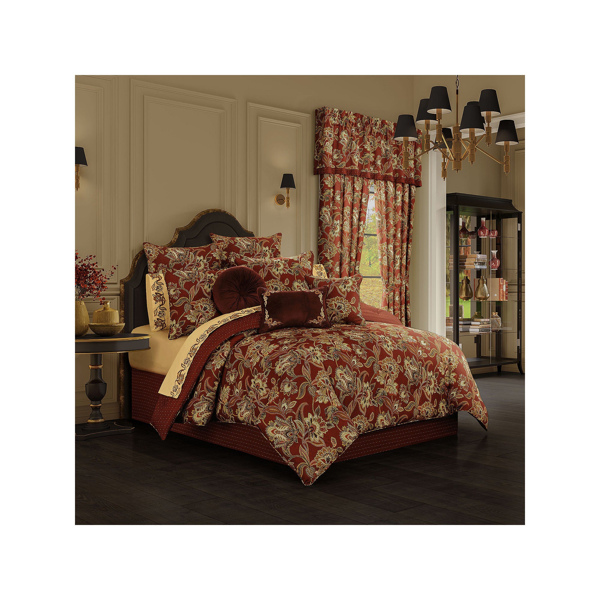 Queen Street Montecito 3-Pc. Damask + Scroll Extra Weight Reversible Comforter Set - Red