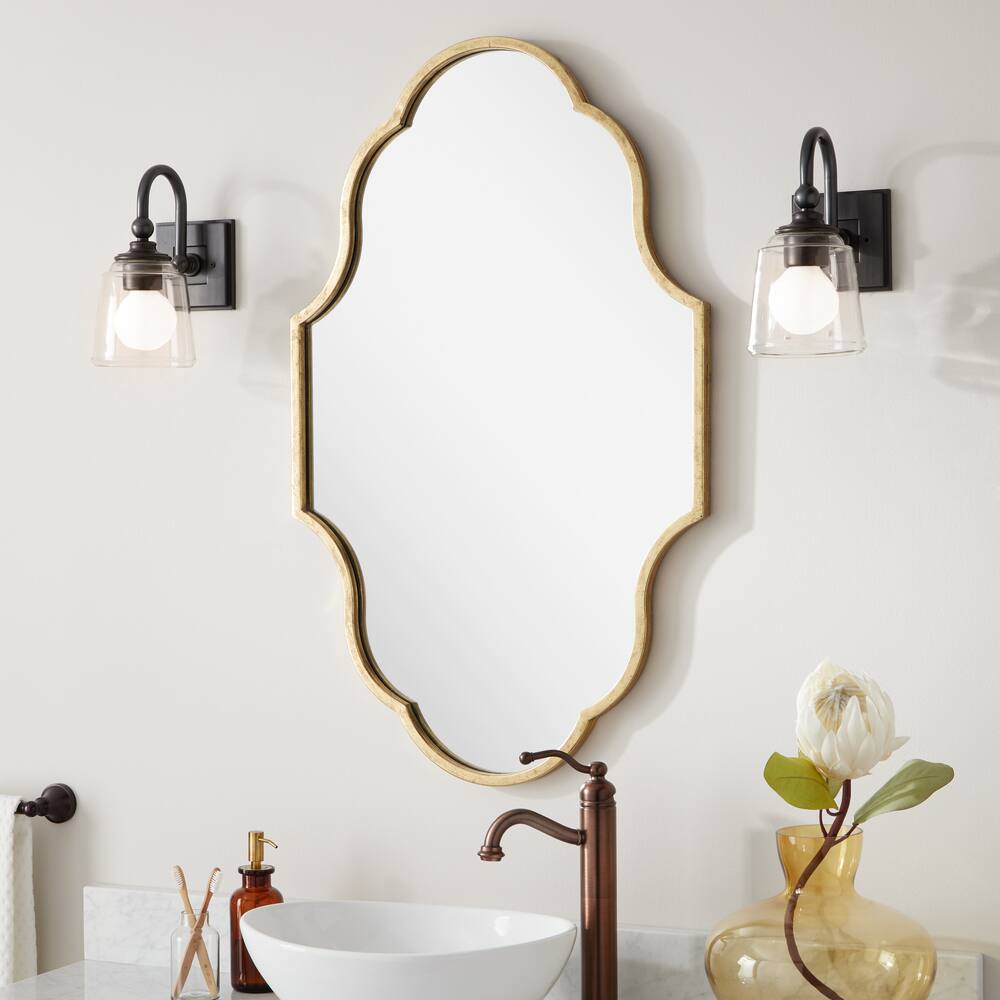 Signature Hardware 21932-GL Lucido 22-3/4 W x 37-1/4 H Specialty Framed Bathroom Wall Mirror, Gold Leaf