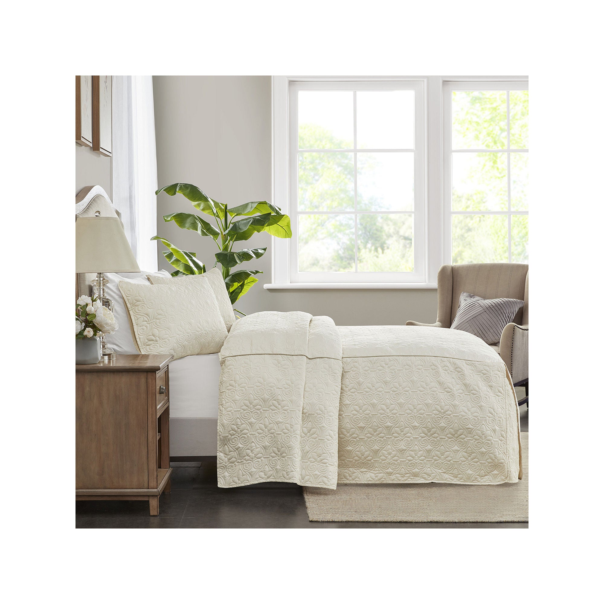 Madison Park Mansfield 3-Pc. Bedspread Set - CREAM ONE SIZE