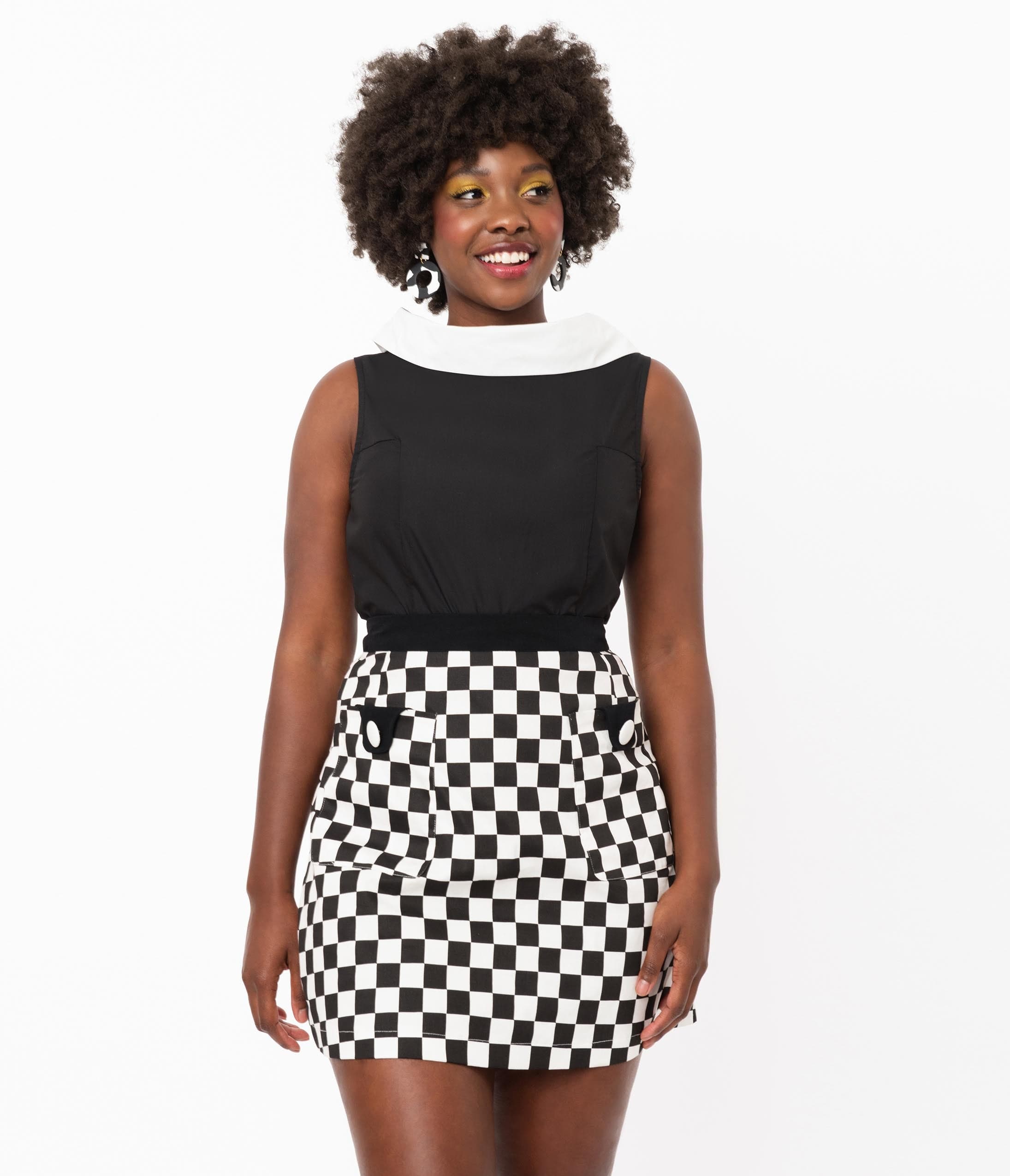 Smak Parlour 1960s Black & White Collar Mod Top