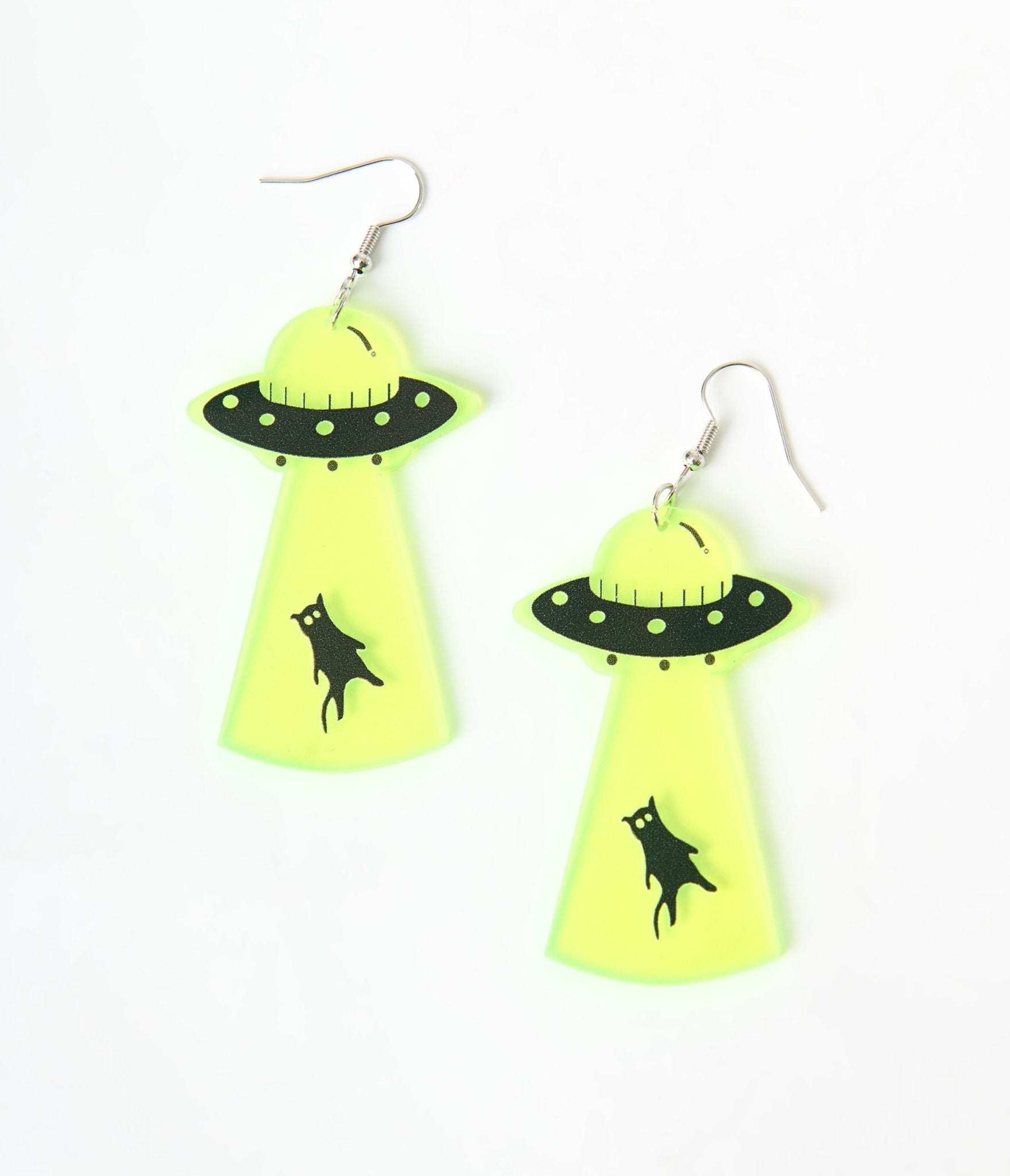 UFO Black Cat Abduction Earrings