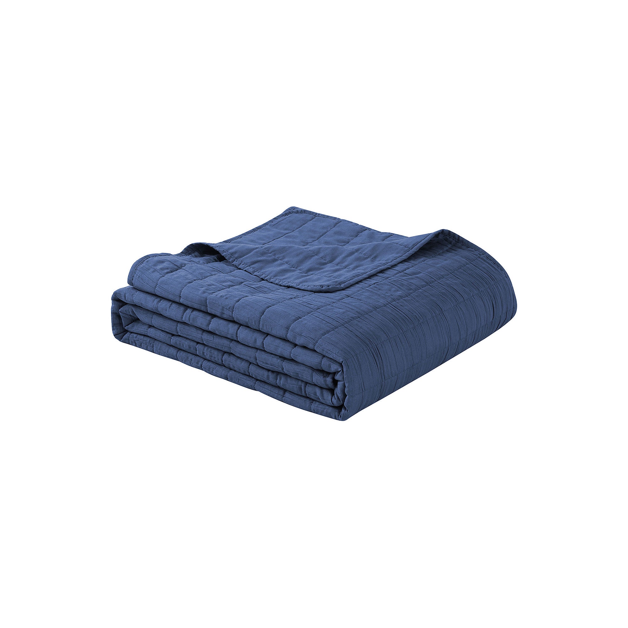 Cathay Home KKQLT3-001-FQNV Swift Home Crinkle Enzyme Wash Quilted Coverlet/Bedspread- Full/Queen Navy