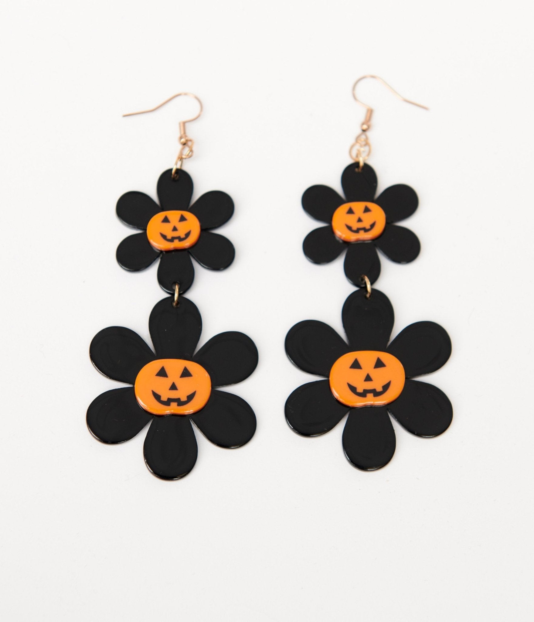 1960s Groovy Jack O Lantern Flower Power Earrings