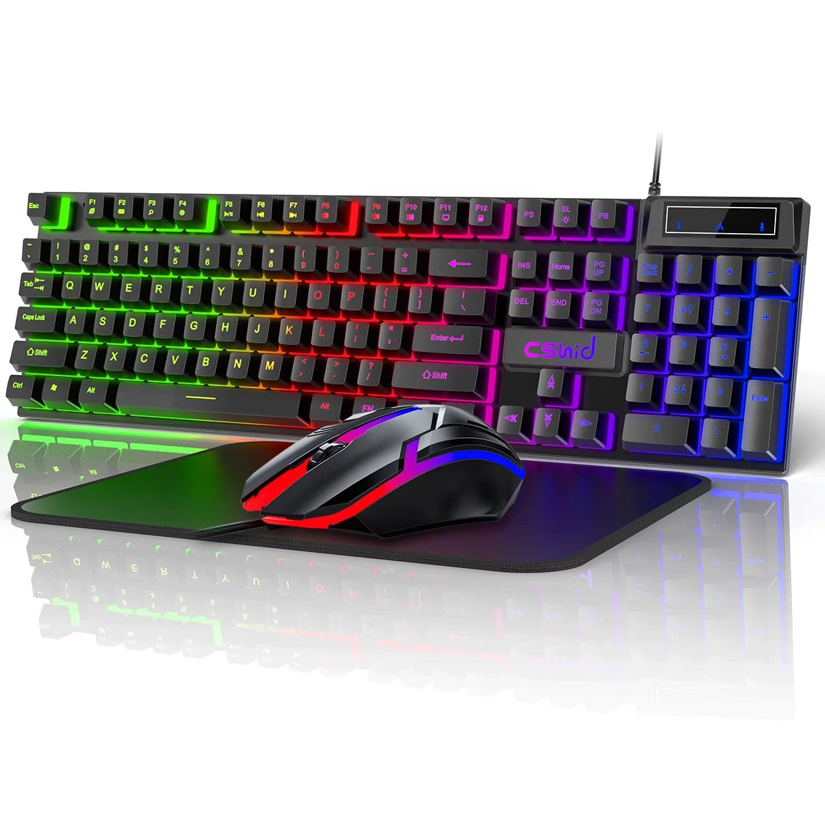 Cshidworld D500 RGB Backlit Mechanical Feel Wired Gaming Keyboard & Mouse Combo