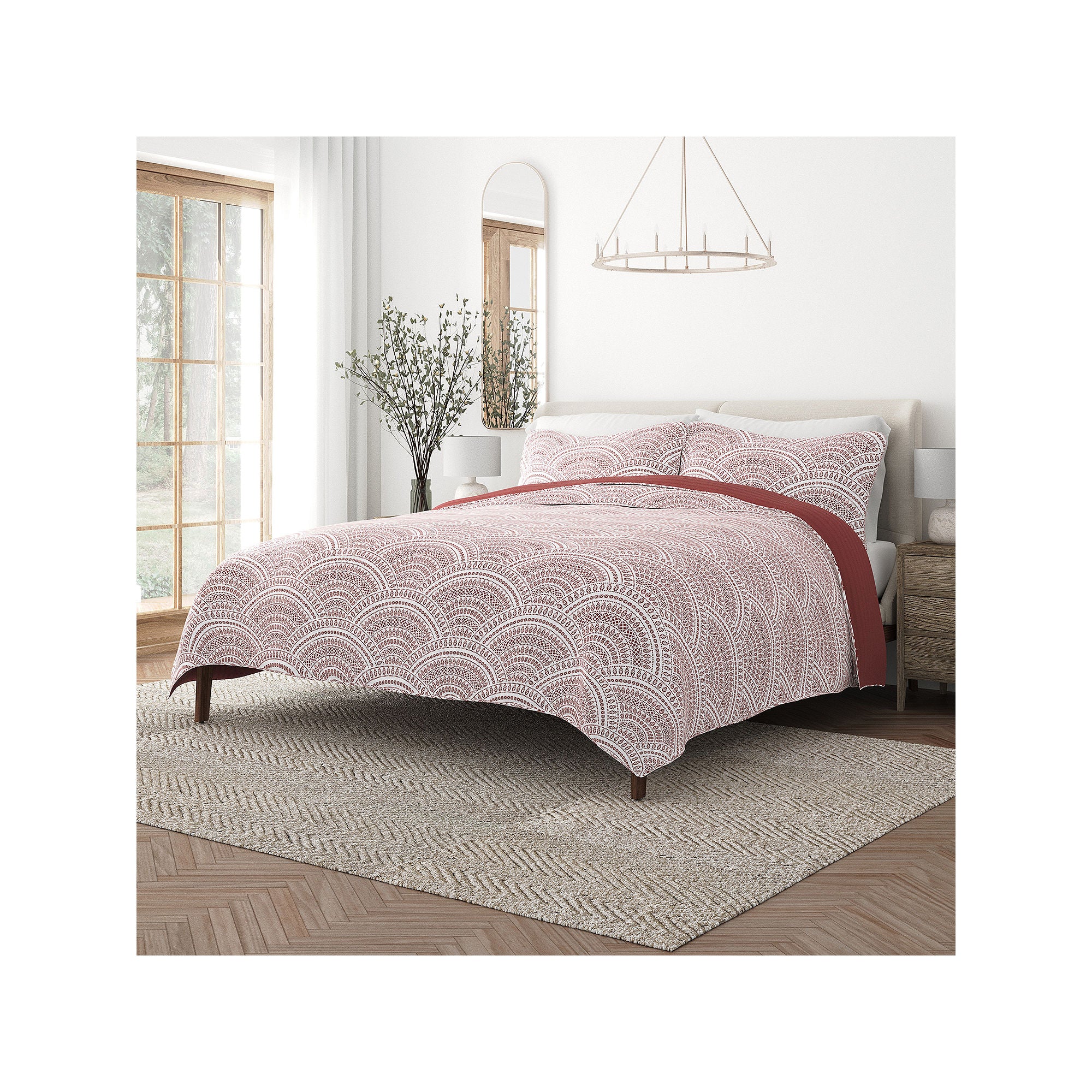 Casual Comfort Scallop Reversible Quilt Set - Terracotta