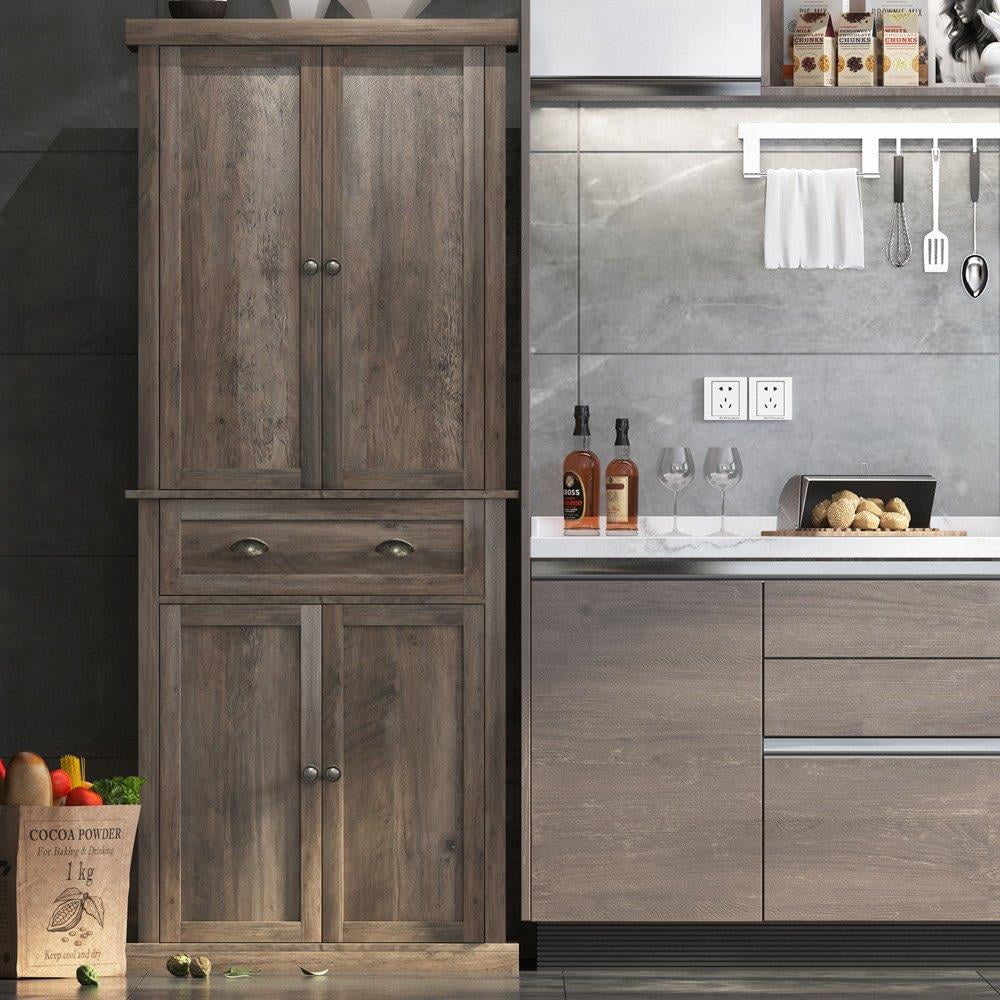 Ktaxon FCH 72 Kitchen Pantry Sideboard Storage Cabinet, Oak Gray