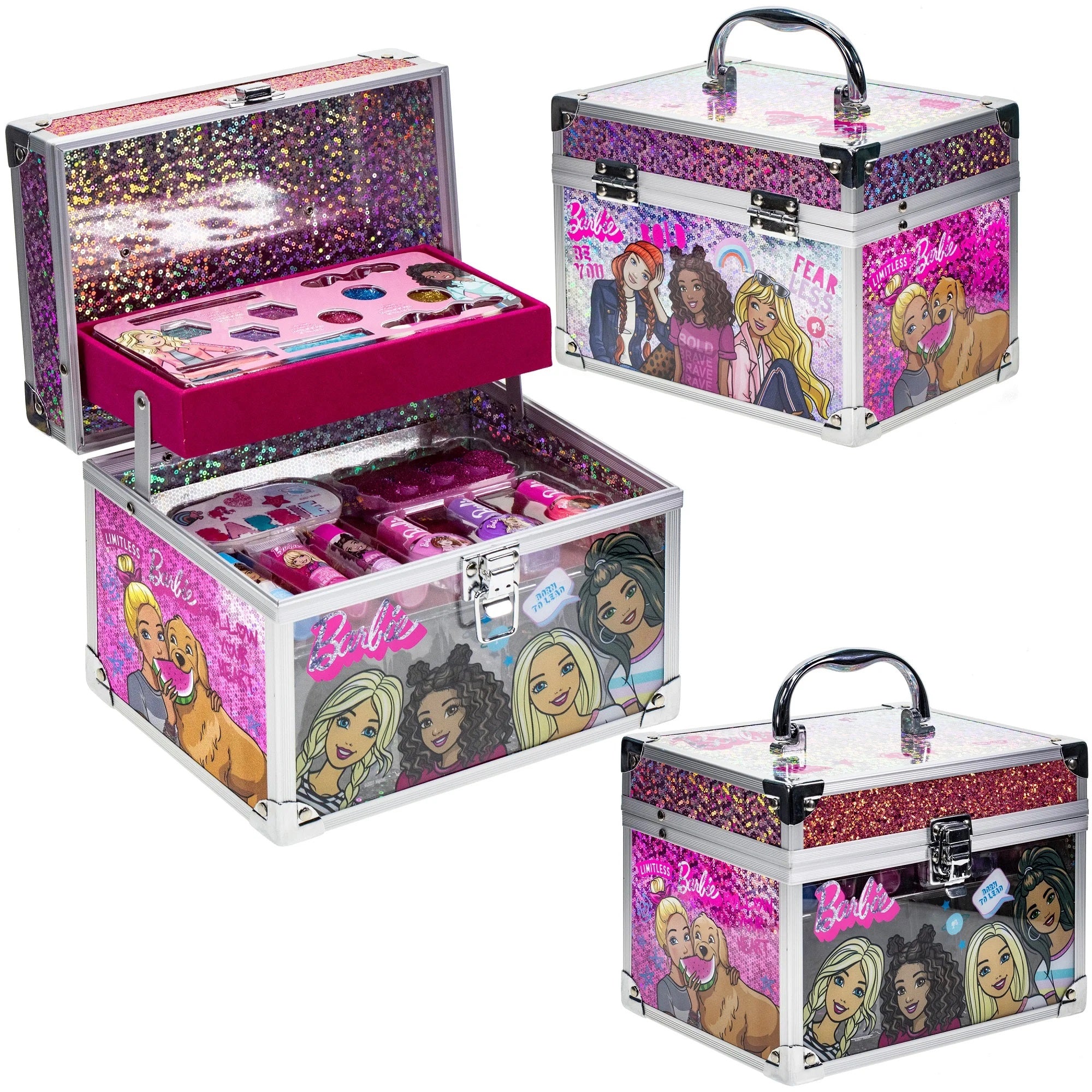 Townley Girl BB0077GA Barbie Train Case Cosmetic Makeup Set for Girls, Ages 3+