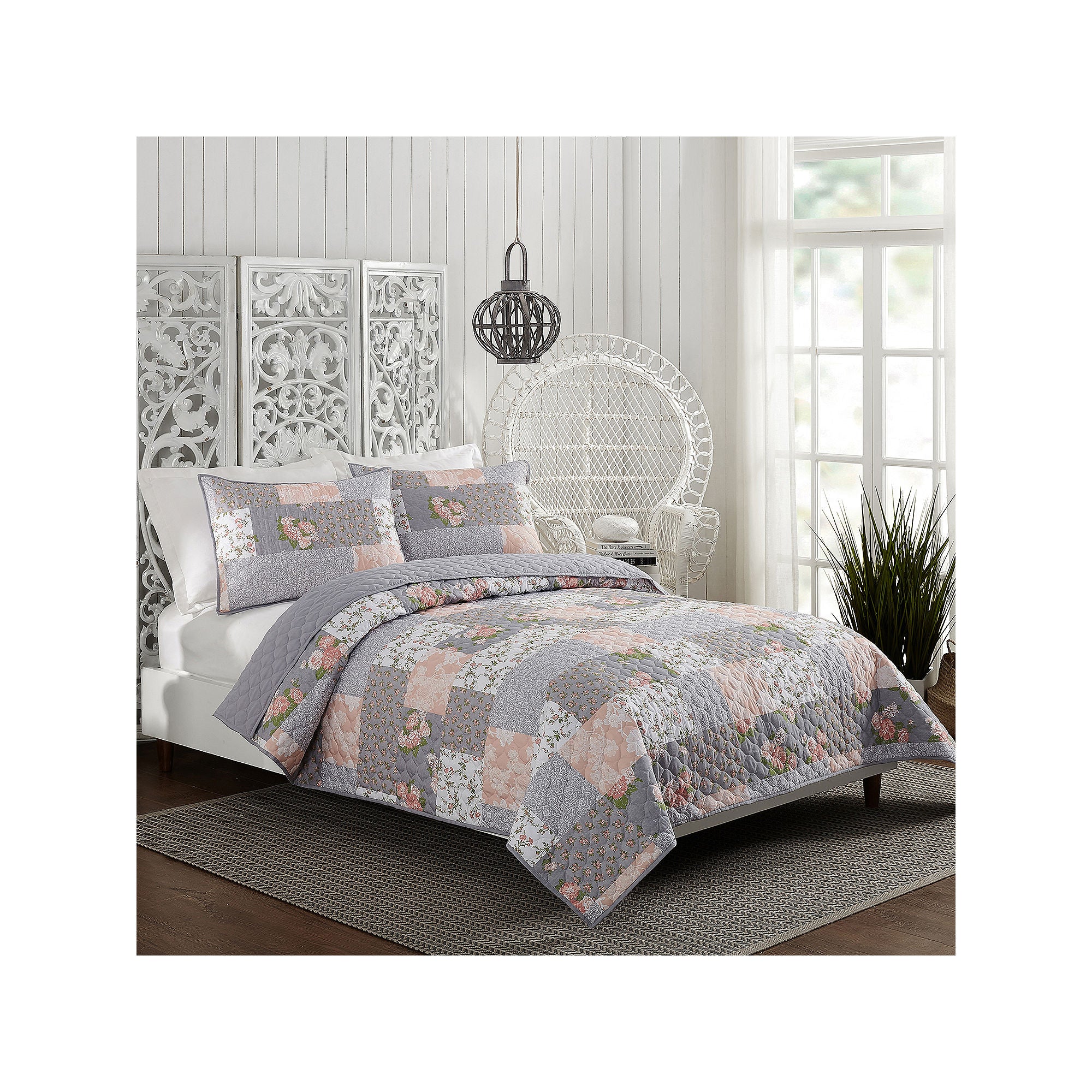 Modern Heirloom La Flor 3-Pc. Reversible Quilt Set - BLUSH ONE SIZE