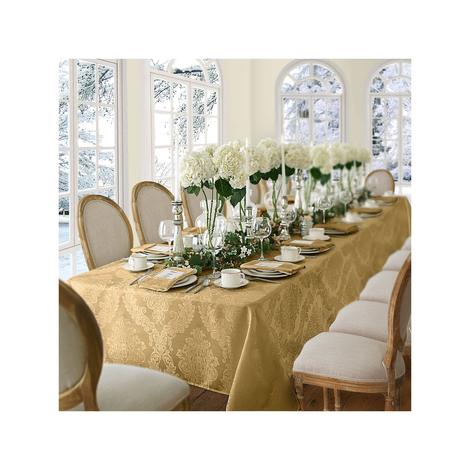 Elrene Home Fashions Barcelona Jacquard Damask Tablecloth - GOLD ONE SIZE