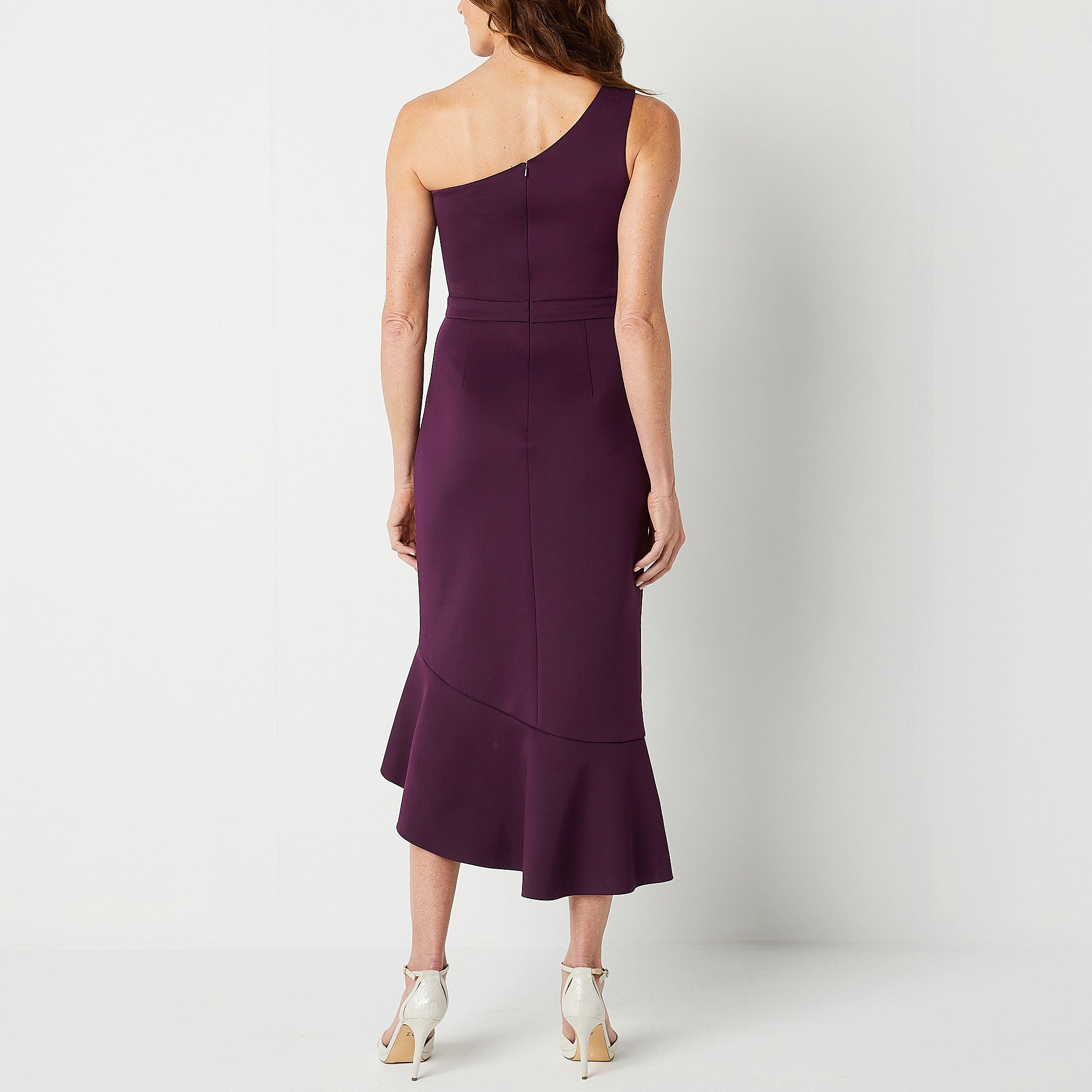 Dj Jaz One Shoulder Sleeveless Midi Evening Gown - PLUM 18