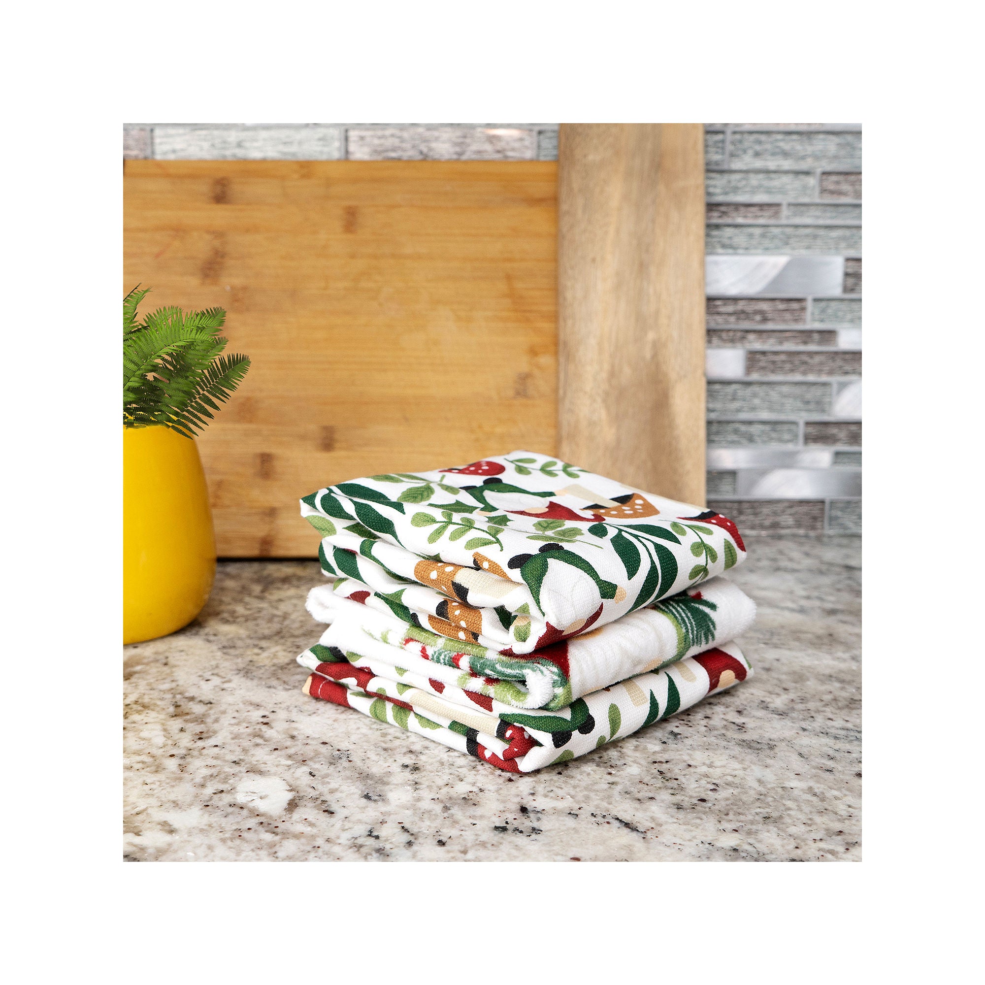 Ritz Noel Gnome 3-Pc. Towels + Dish Cloths - WHITE ONE SIZE