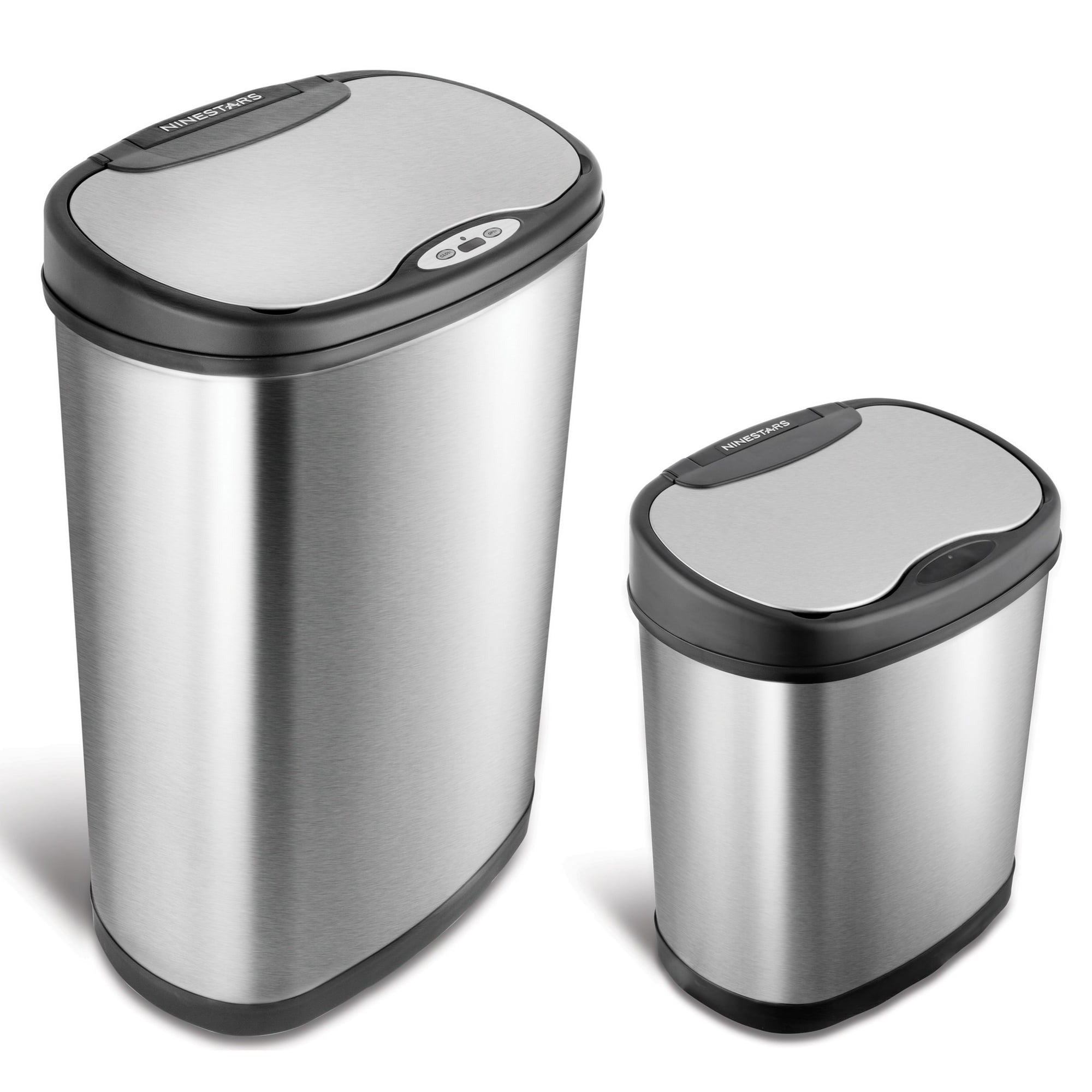 Nine Stars CB-DZT-50-13/12-13 13.2 Gallon & 3.2 Gallon Stainless Steel Motion Sensor Trash Cans