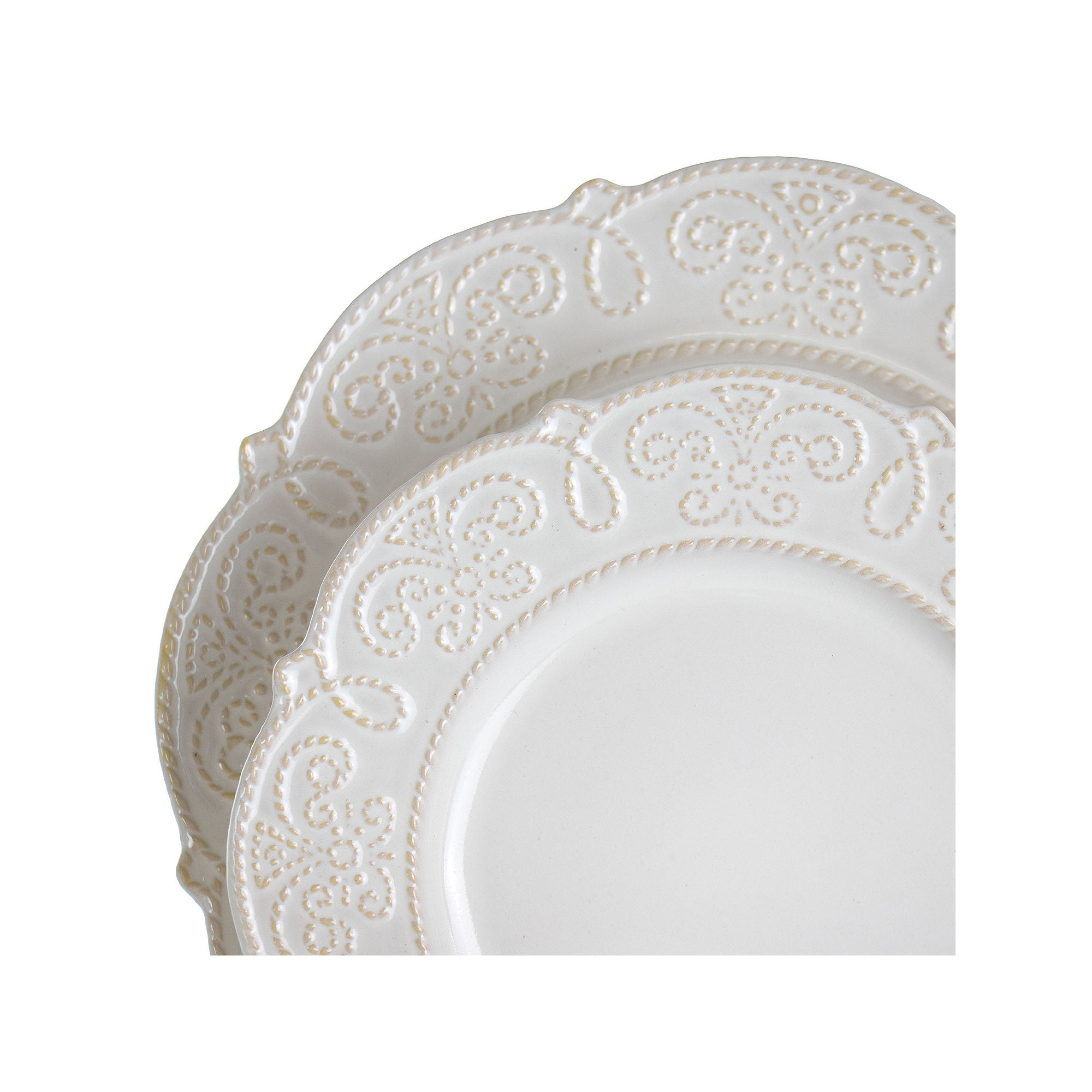 Elama Luna 16-Pc. Stoneware Dinnerware Set - WHITE ONE SIZE