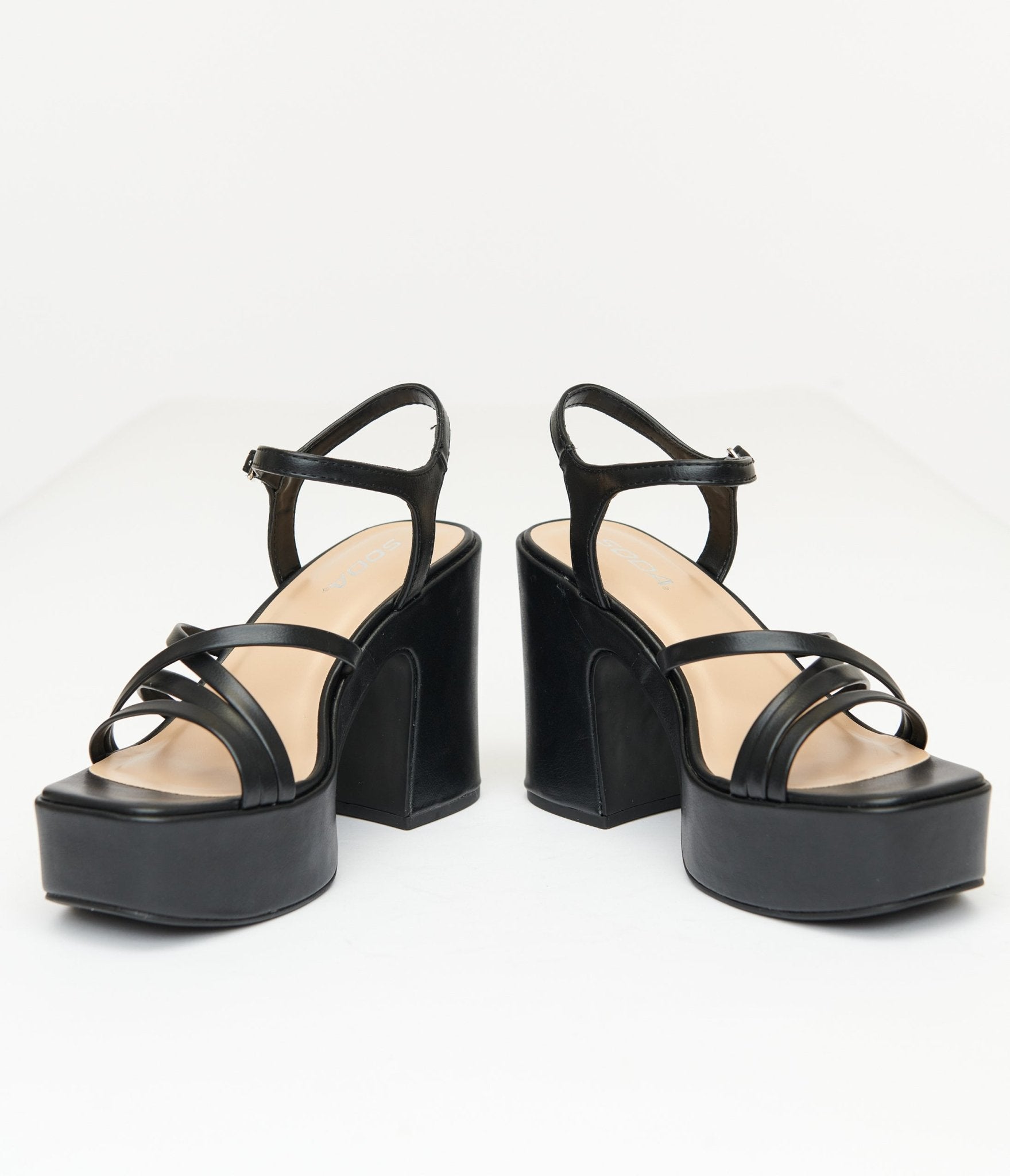 1970s Black Leatherette Platform Sandals