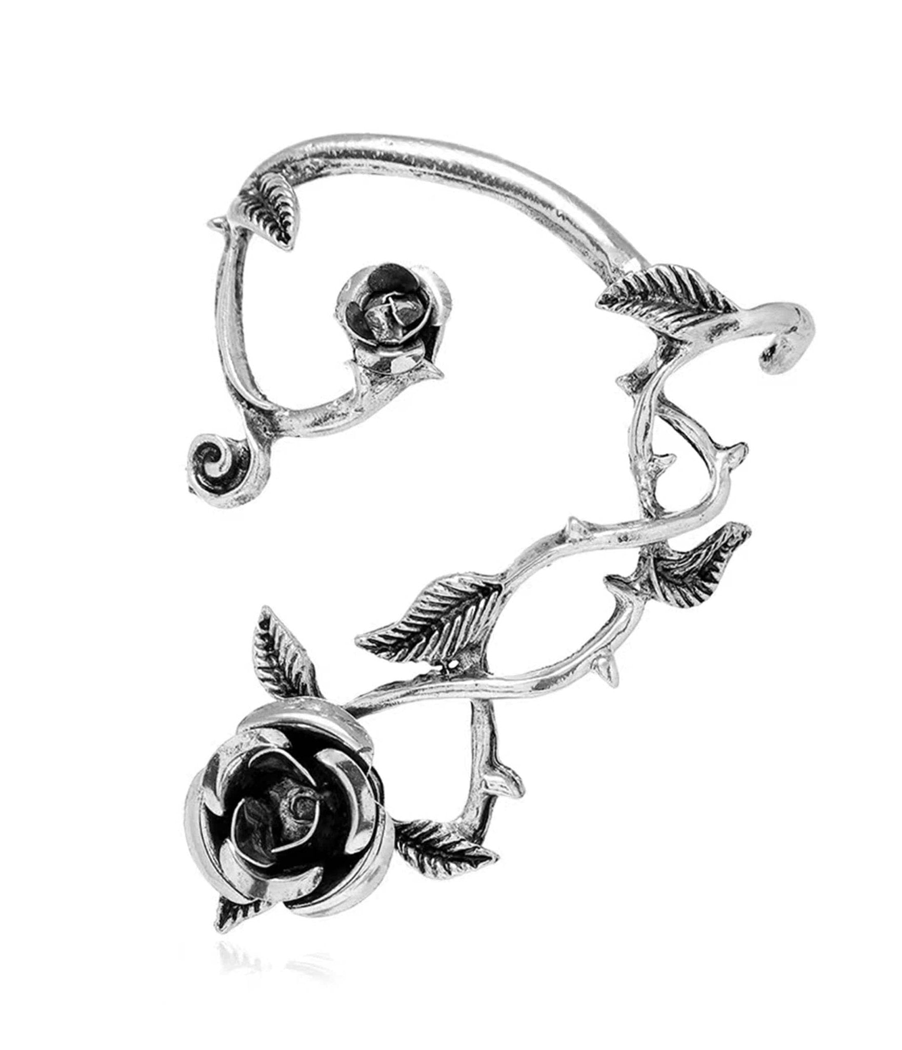 Silver Rose Thorn Ear Cuff