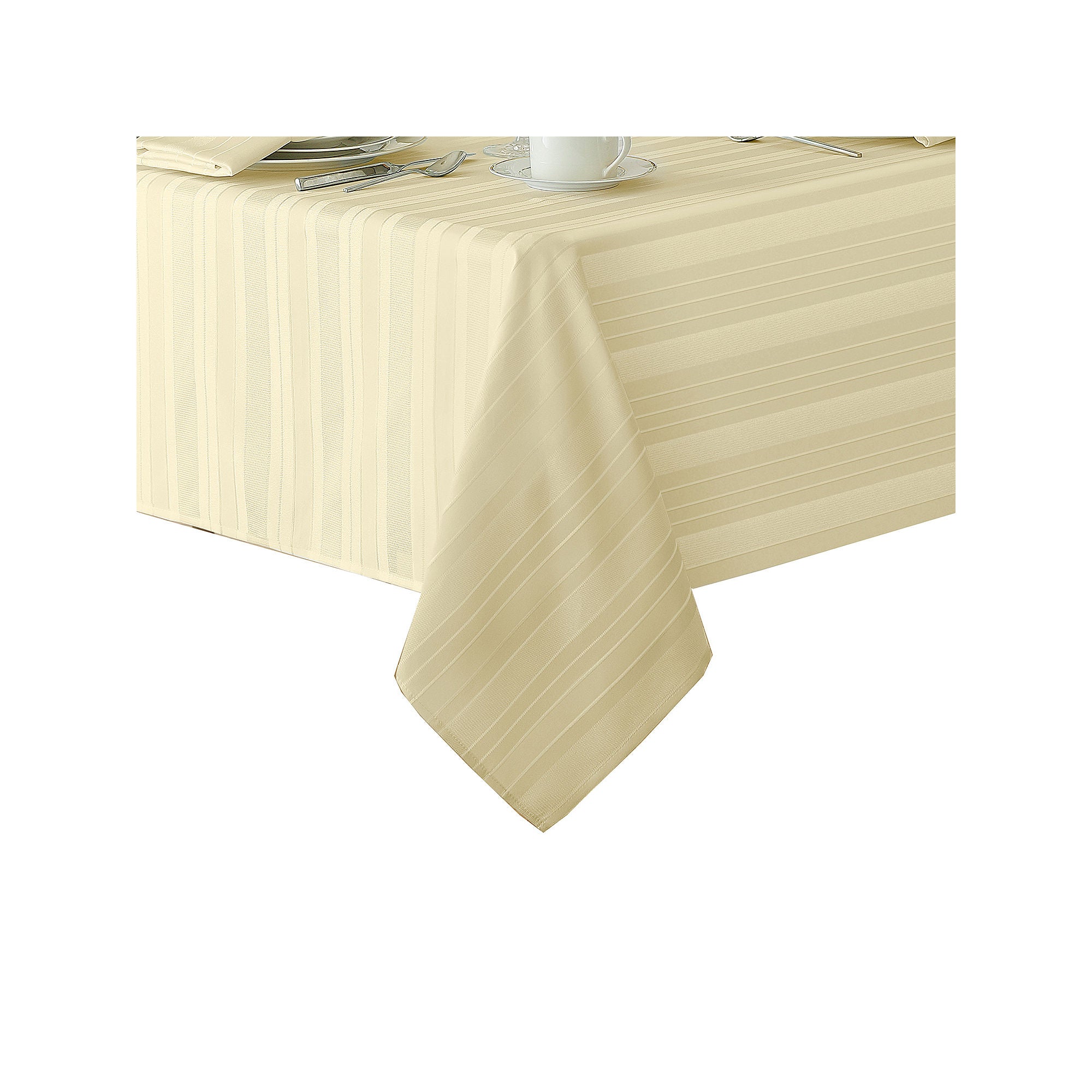 Elrene Home Fashions Denley Stripe Jacquard Tablecloth - IVORY ONE SIZE