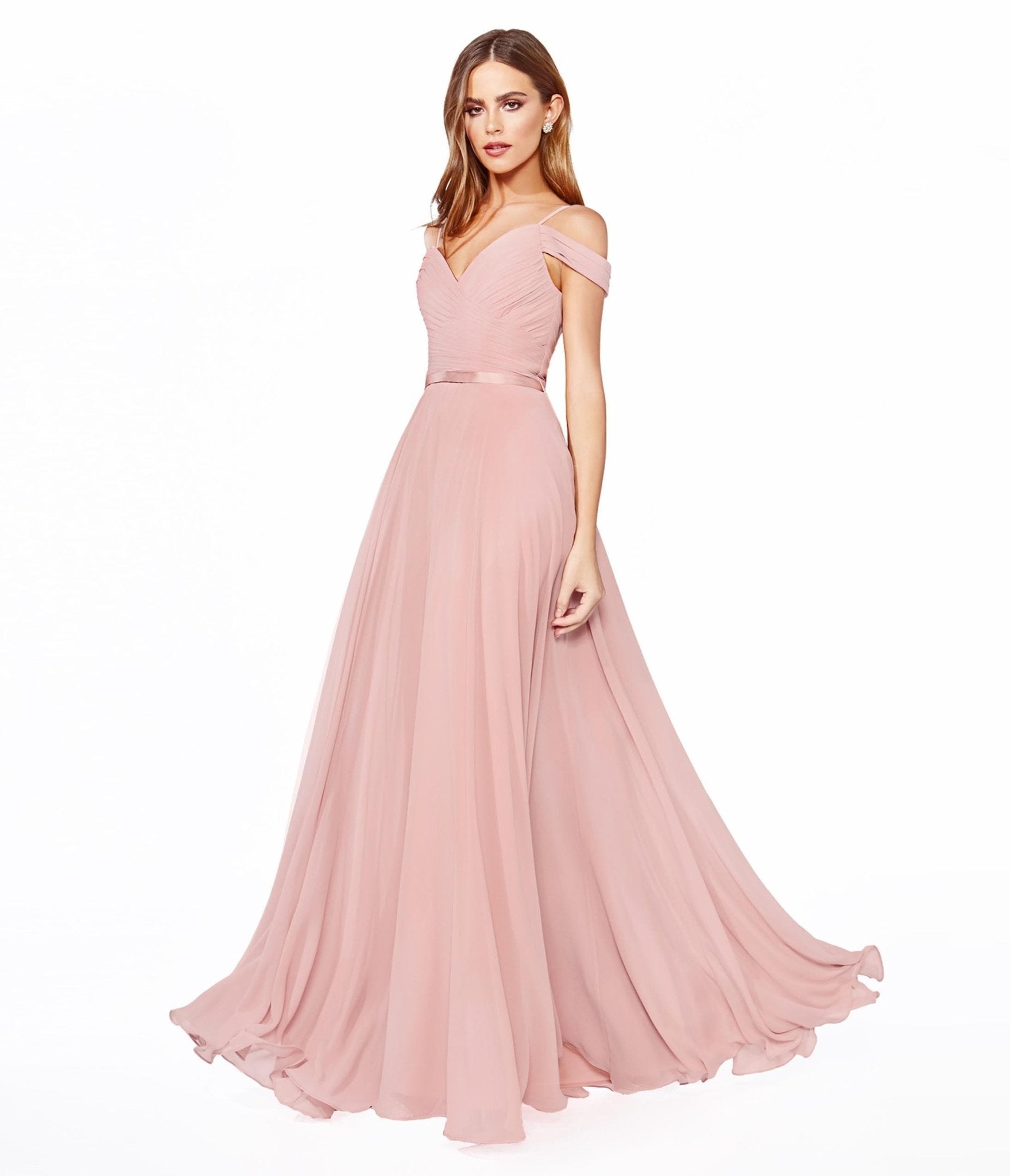 Ladivine by Cinderella Divine Dusty Rose Chiffon Prom Gown