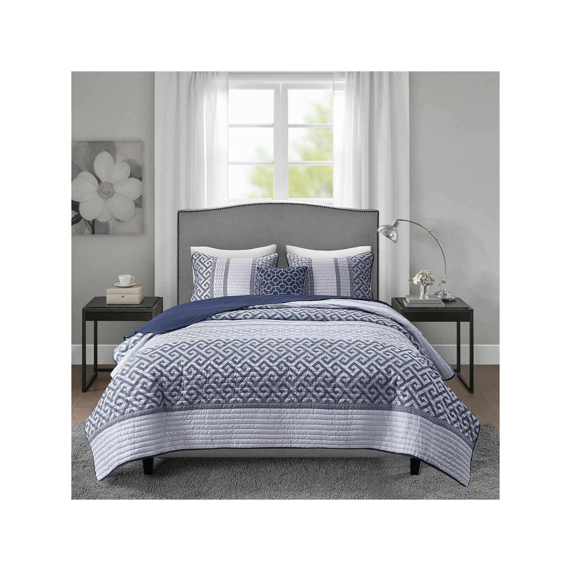 Madison Park Christian 4-Pc. Hypoallergenic Quilt Set - Navy