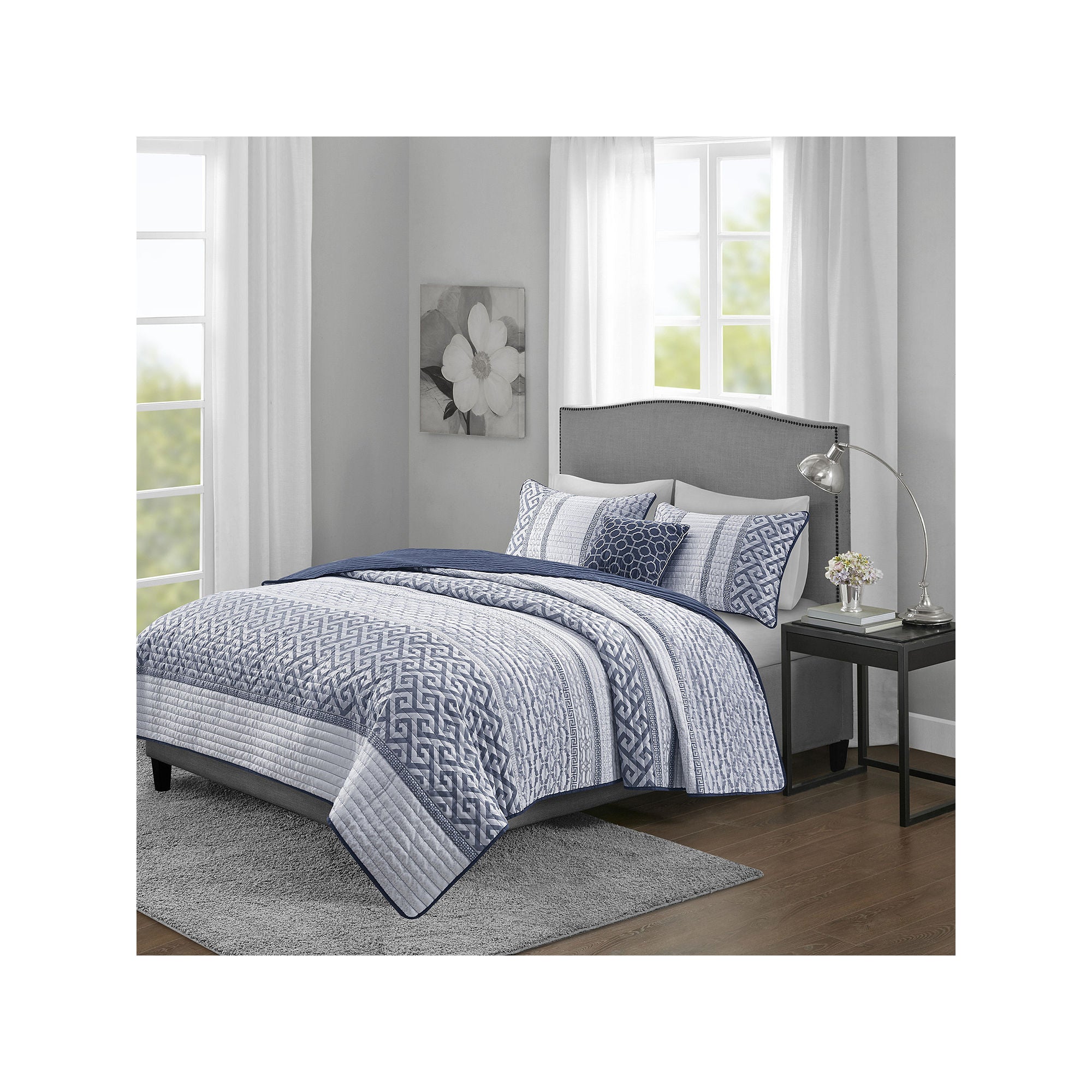 Madison Park Christian 4-Pc. Hypoallergenic Quilt Set - NAVY ONE SIZE