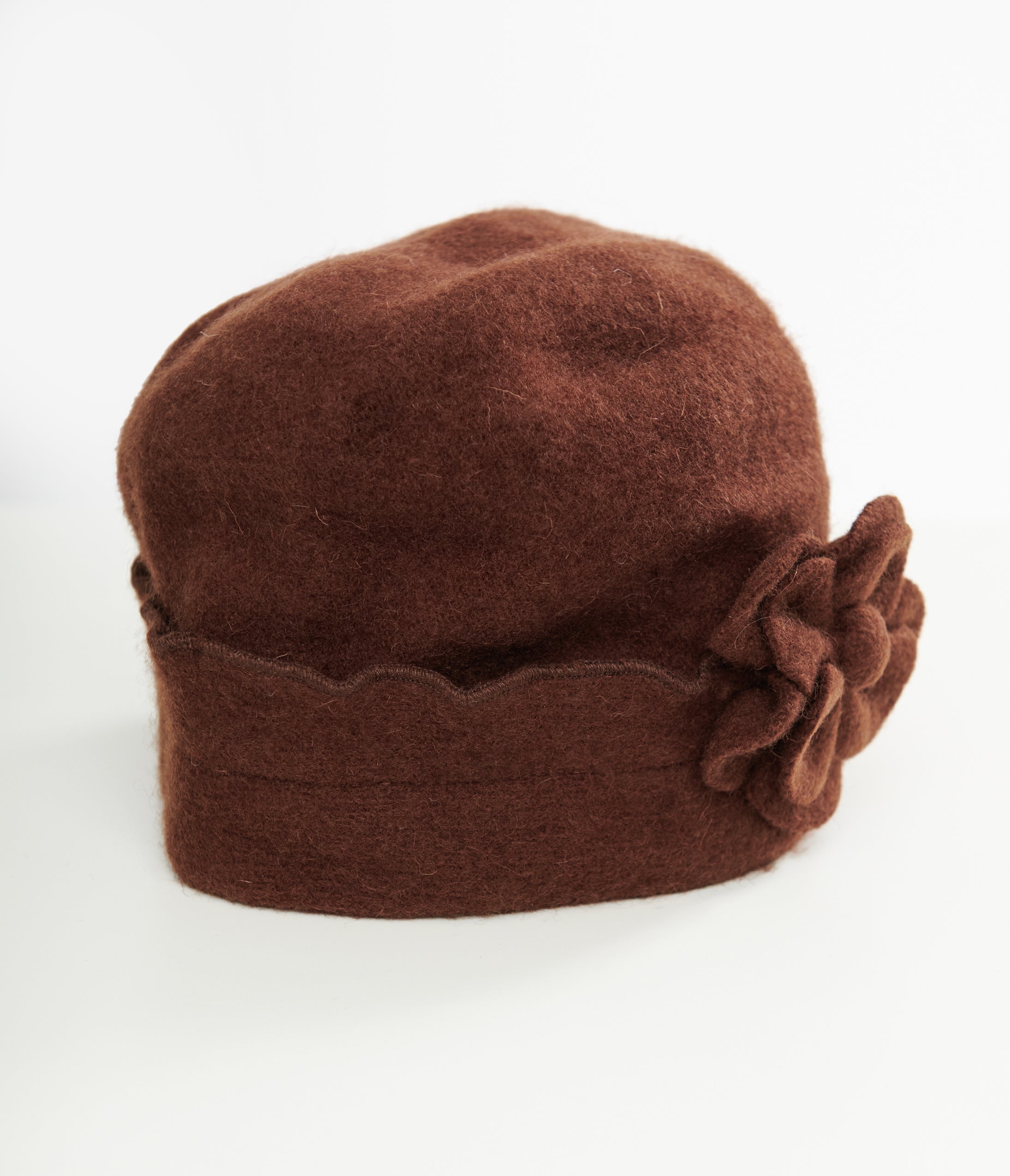 1960s Brown Flower Wool Pillbox Hat