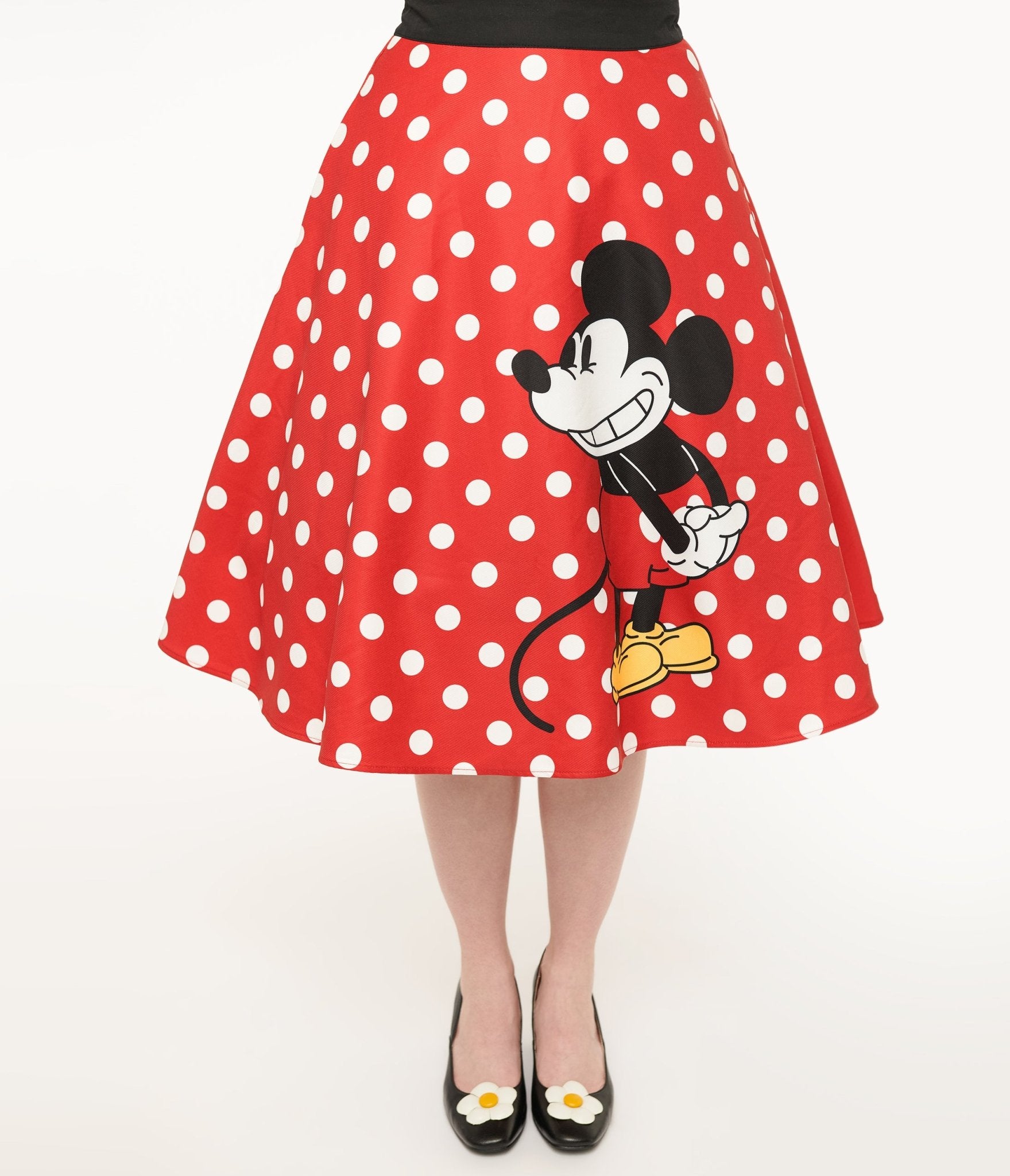 Disney Mickey & Friends Collection by Unique Vintage Red & White Polka Dot Mickey Mouse Vivien Swing Skirt