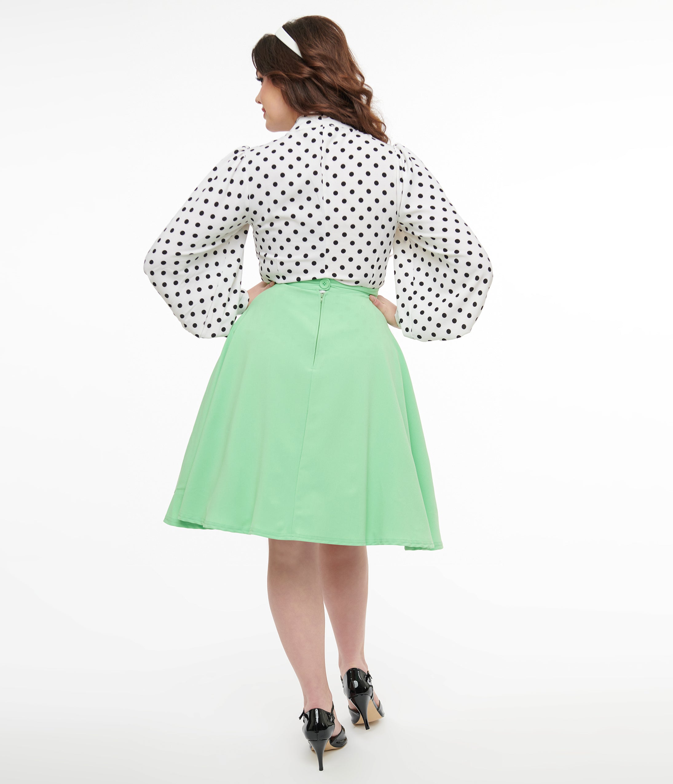 Steady 1950s Mint Green High Waist Thrills Skirt