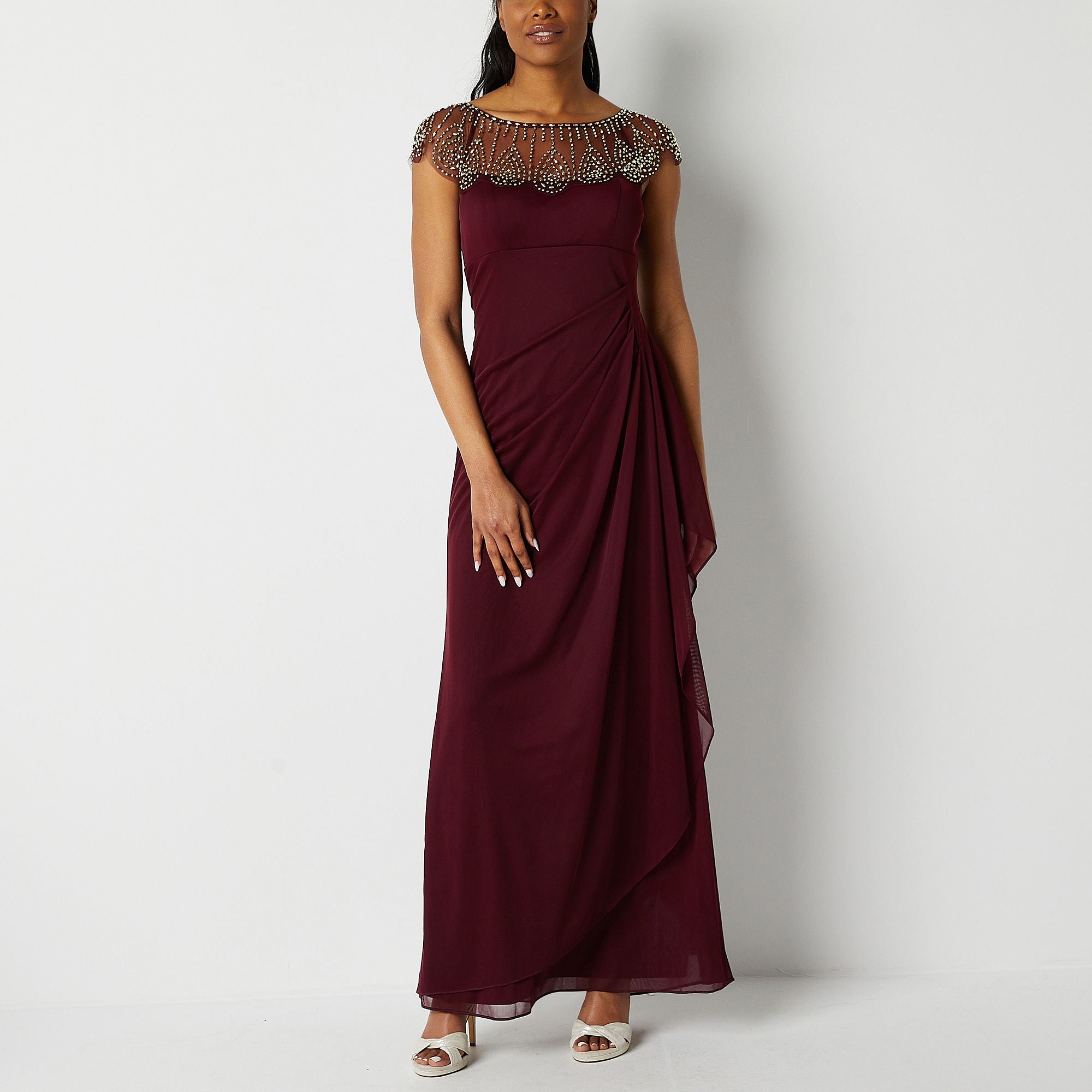 Dj Jaz Sleeveless Embellished Evening Gown - WINE 8