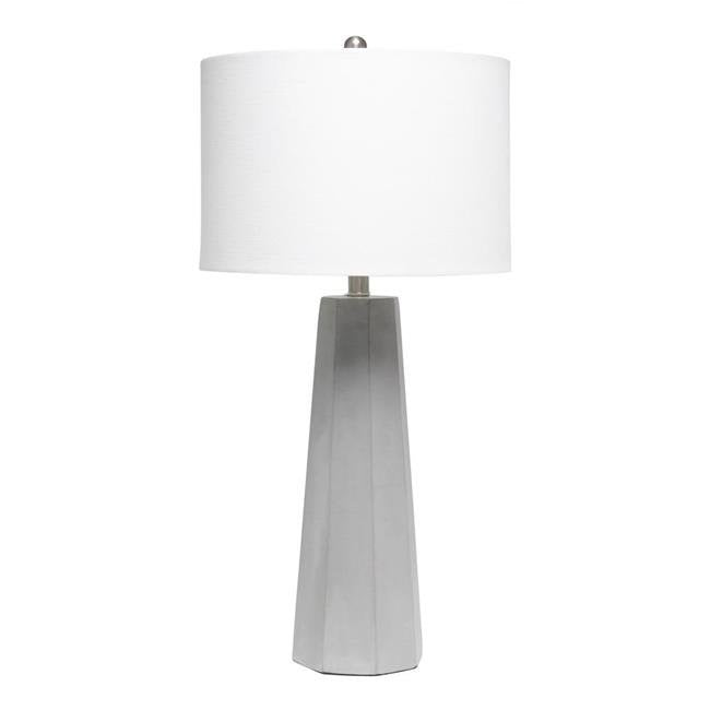 Lalia Home LHT-5011-WH Concrete Pillar Table Lamp with White Fabric Shade