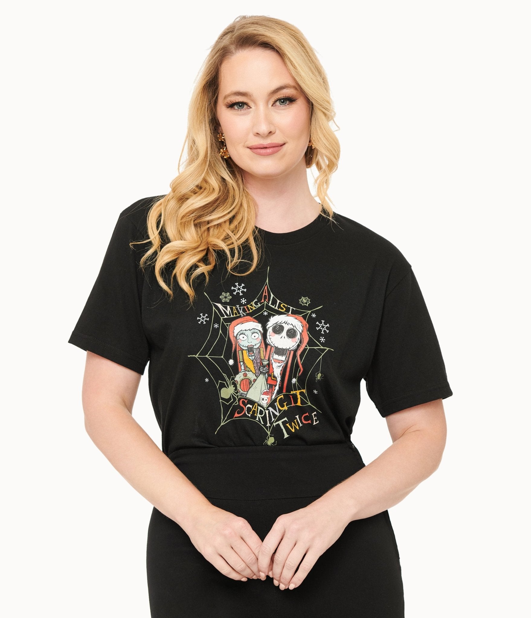 Tim Burton's The Nightmare Before Christmas by Unique Vintage Black Jack & Sally Making A List Unisex Graphic Tee