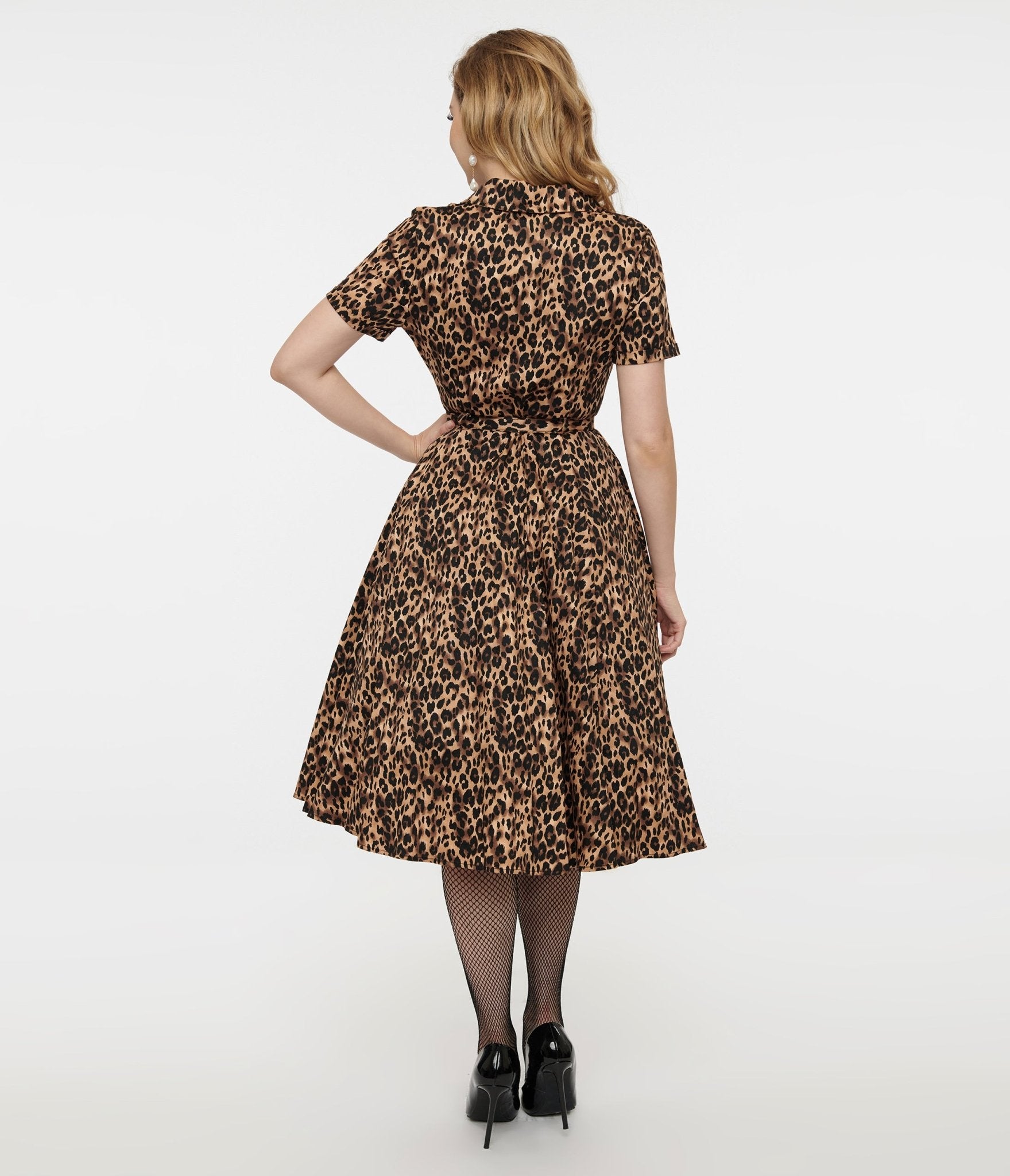 1950s Cheetah Girl Belted Swing Dress