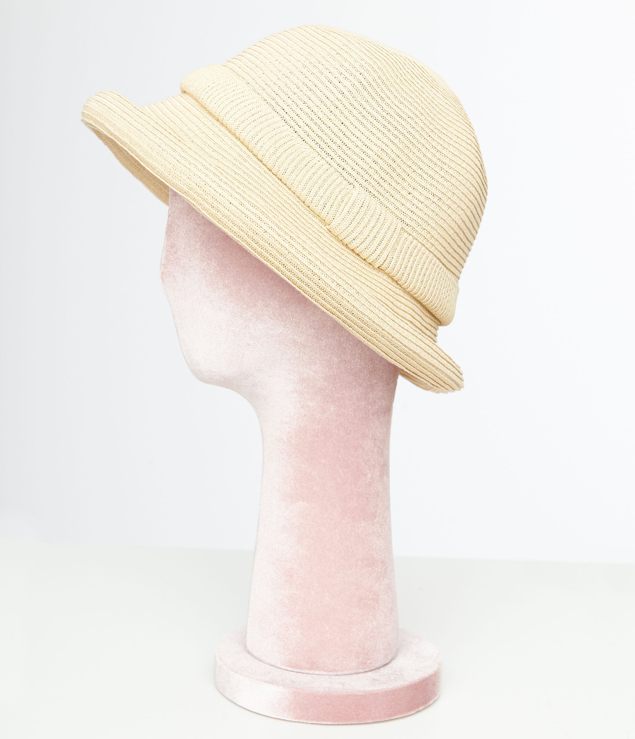 1950s Beige Straw Bowler Hat