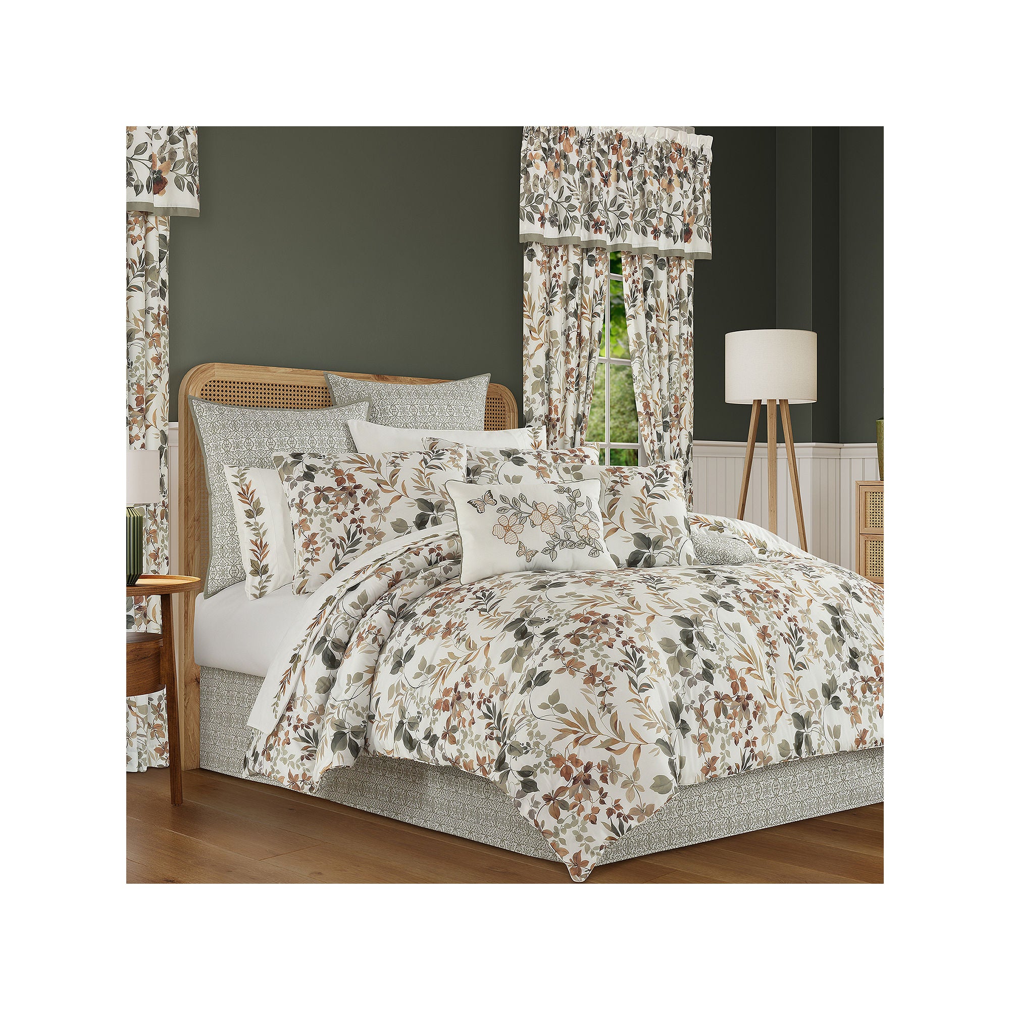 Royal Court Evergreen 4-Pc. Floral Midweight Comforter Set - SAGE ONE SIZE