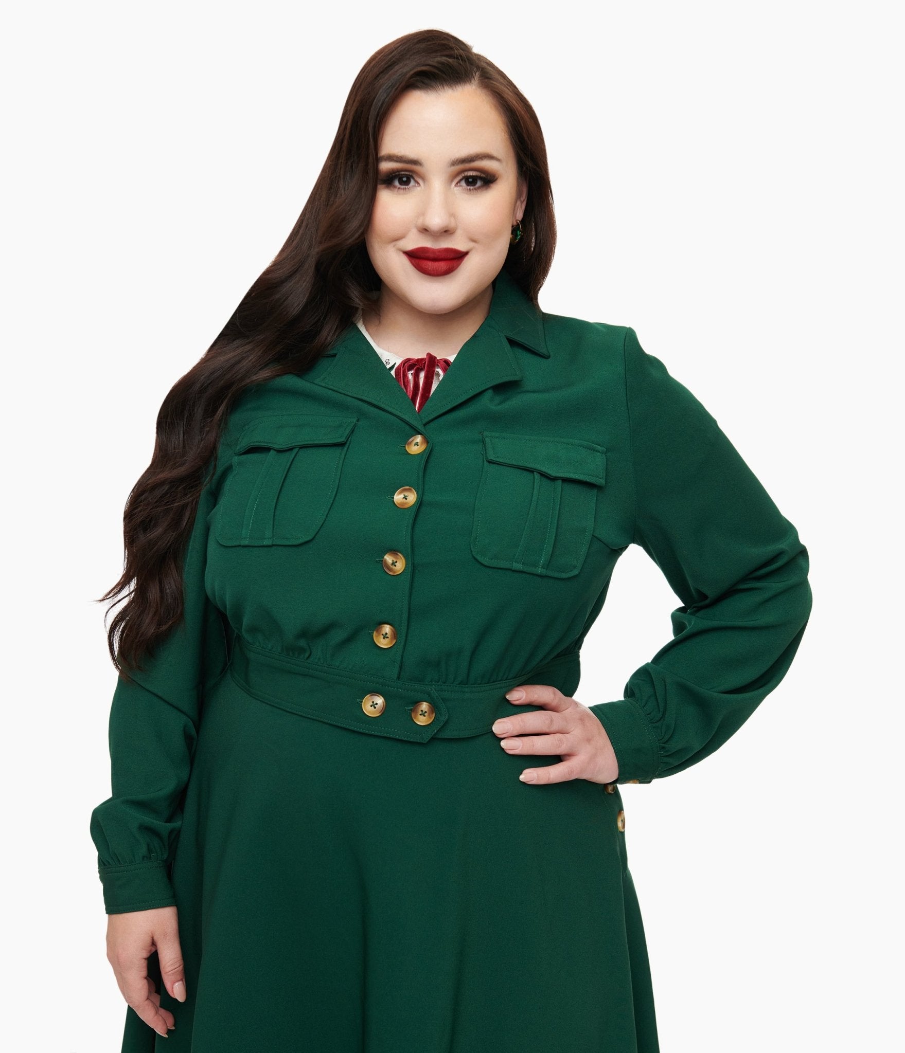 Hell Bunny Plus Size 1970s Forest Green Ravenswood Jacket