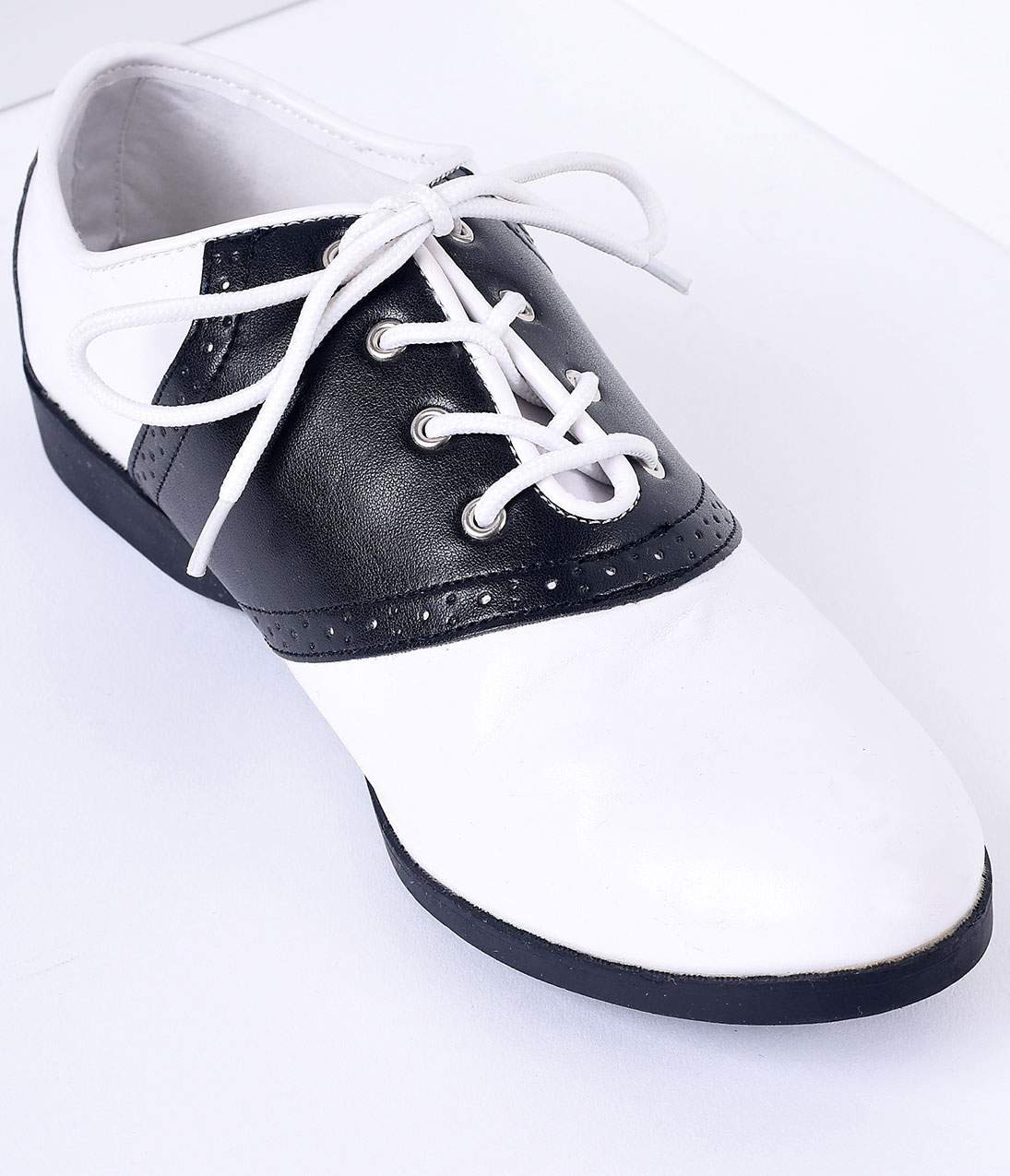 Black & White Classic Lace Up Saddle Shoes