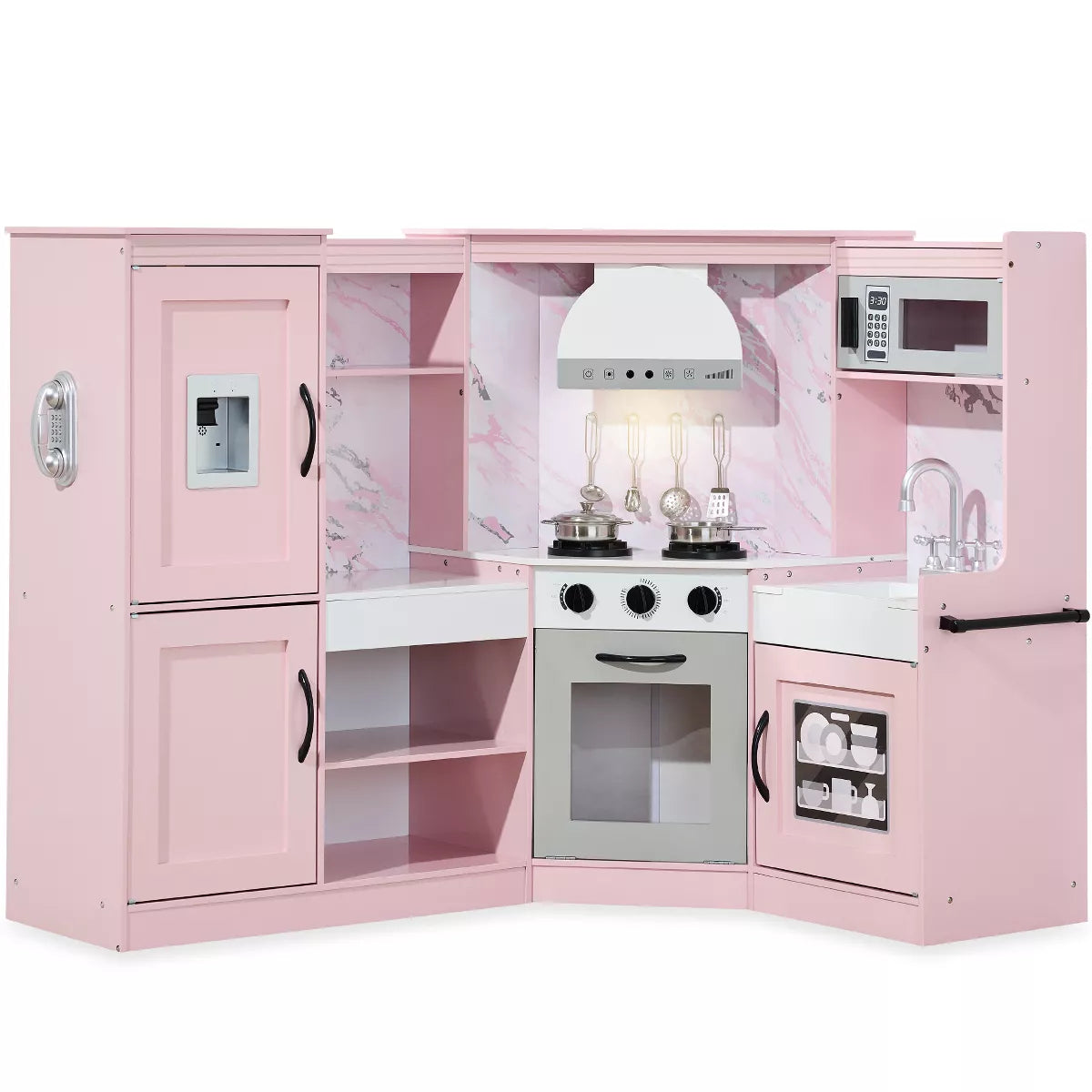 Best Choice Products Pretend Play Corner Kitchen, Interactive Wooden pink