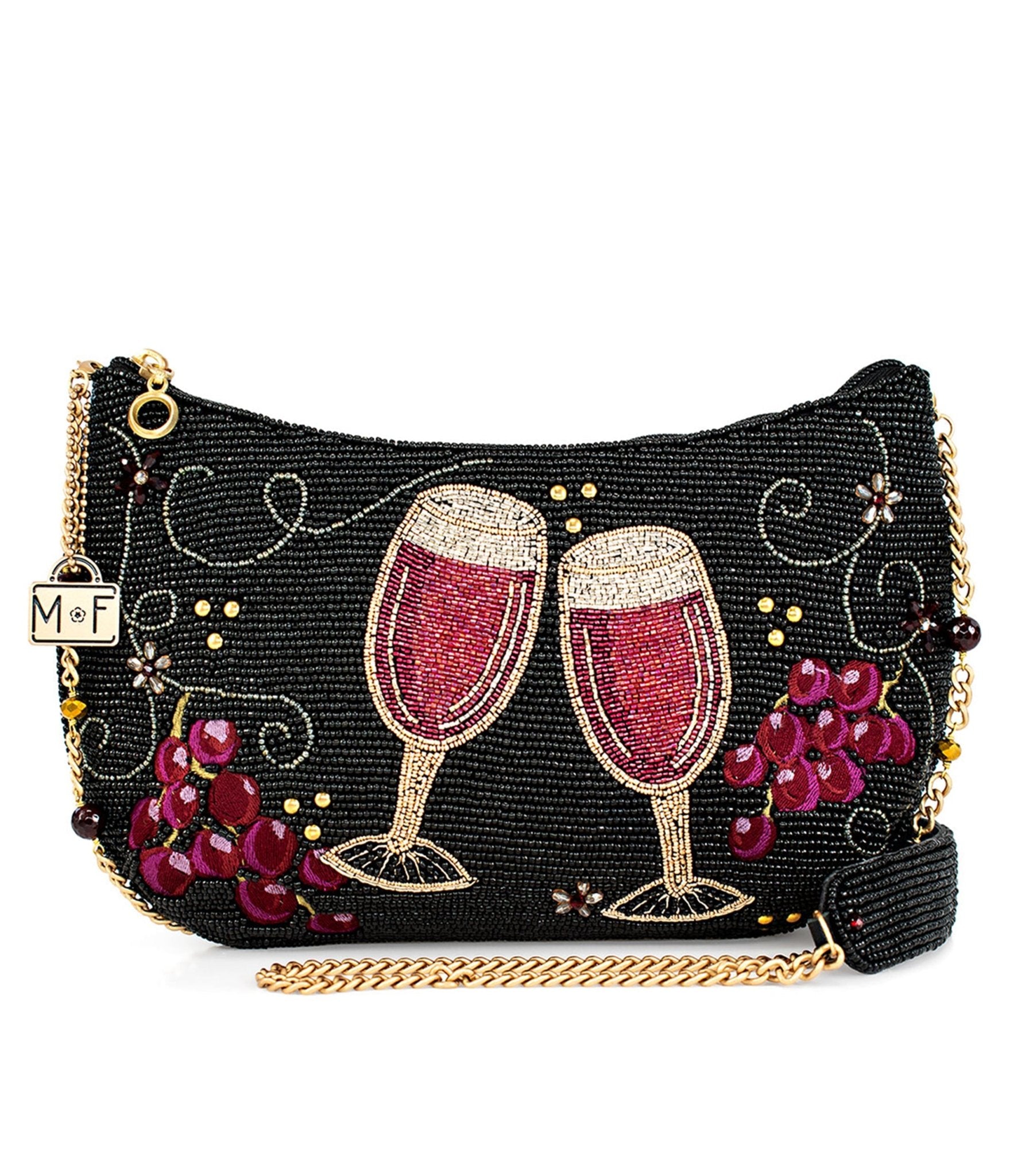 Mary Frances Bordeaux Beaded Handbag