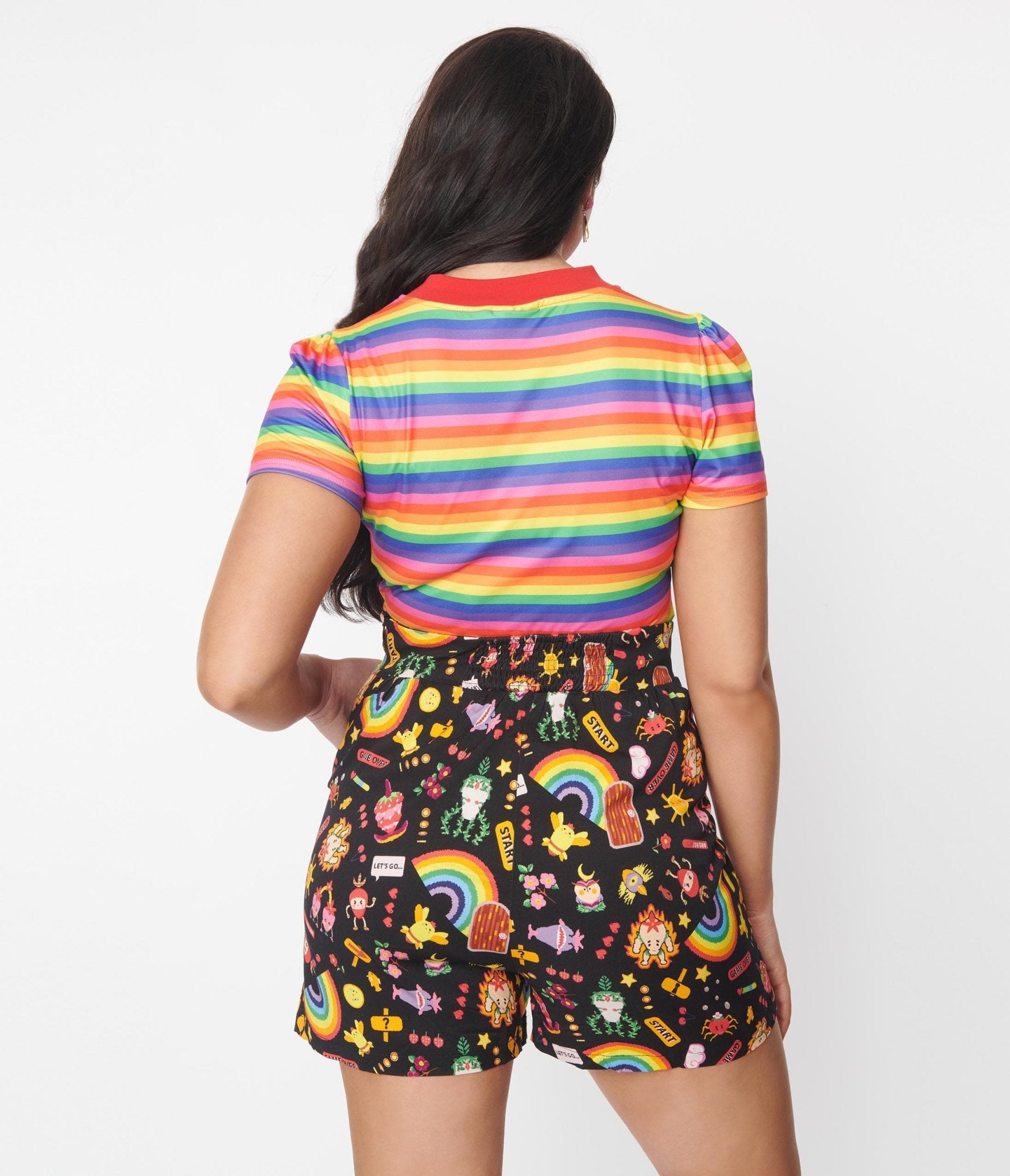 Black Reese Video Game High Waisted Shorts