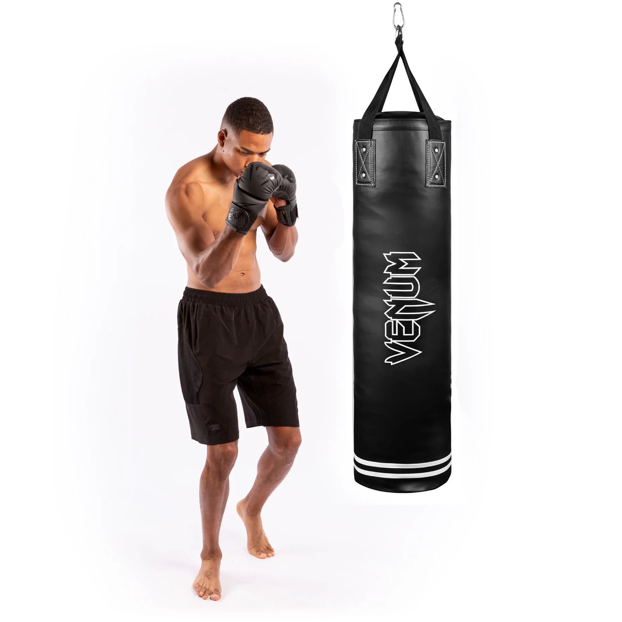 Venum 04072-001 Classic Boxing Punching Bag - 100 lbs - Black/White - Heavy Bag Kit