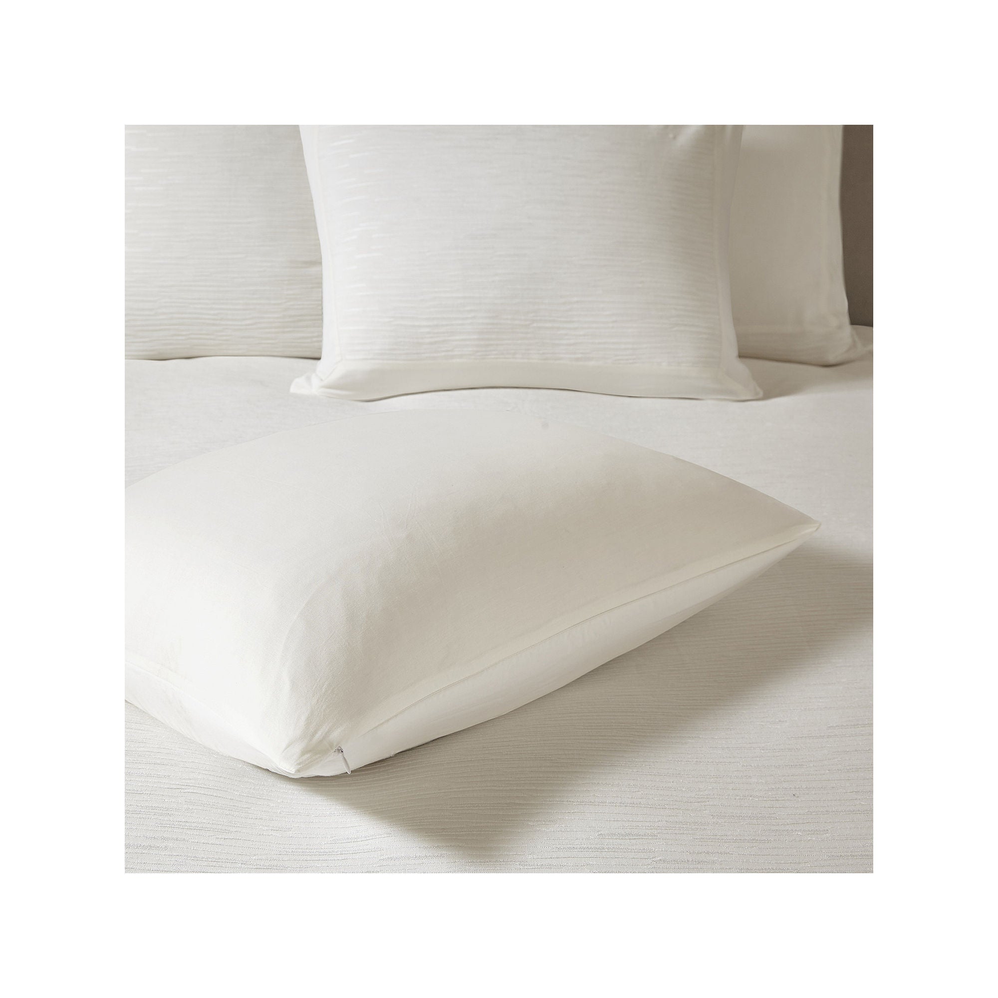 N Natori Hanae Cotton Blend Yarn Dyed 3 Piece Duvet Cover Set - WHITE ONE SIZE