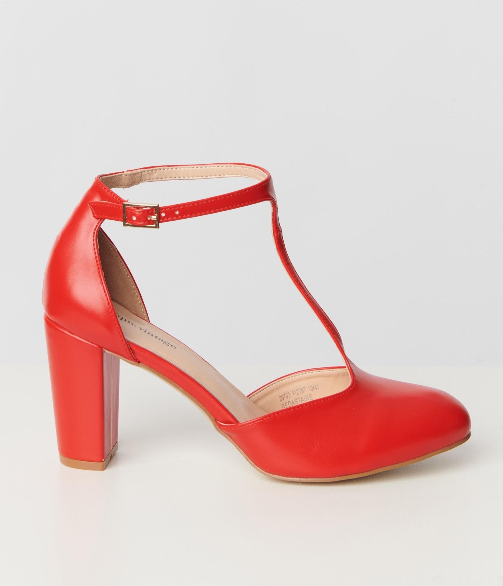 Unique Vintage 1920s Red Leatherette T-Strap Astaire Pumps