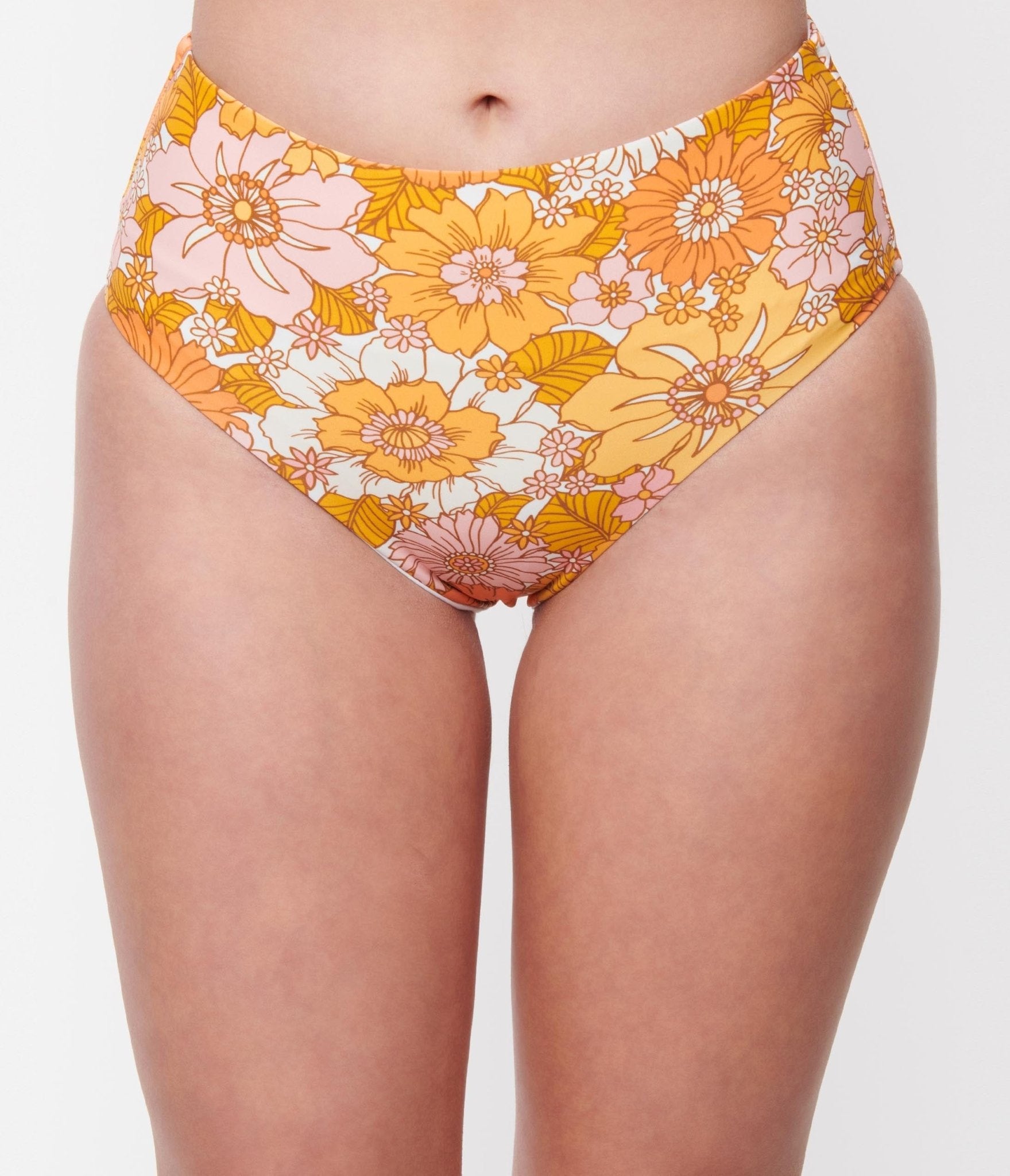 Pink & Orange Florals Reversible Swim Bottom