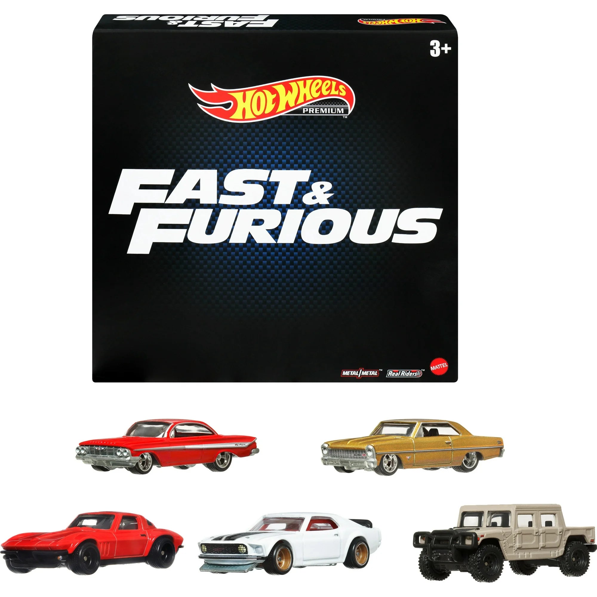 Mattel HKF07 Hot Wheels Premium Fast & Furious 1:64 Scale 5-Pack Die-Cast Toy Cars For Collectors