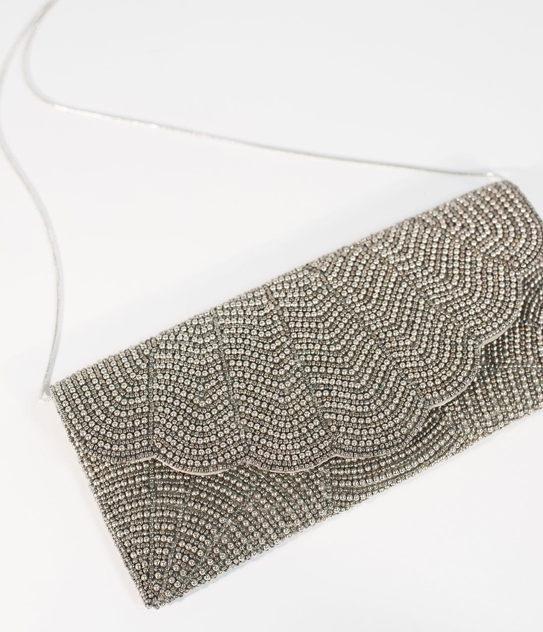 Gunmetal & Silver Beaded Envelope Clutch