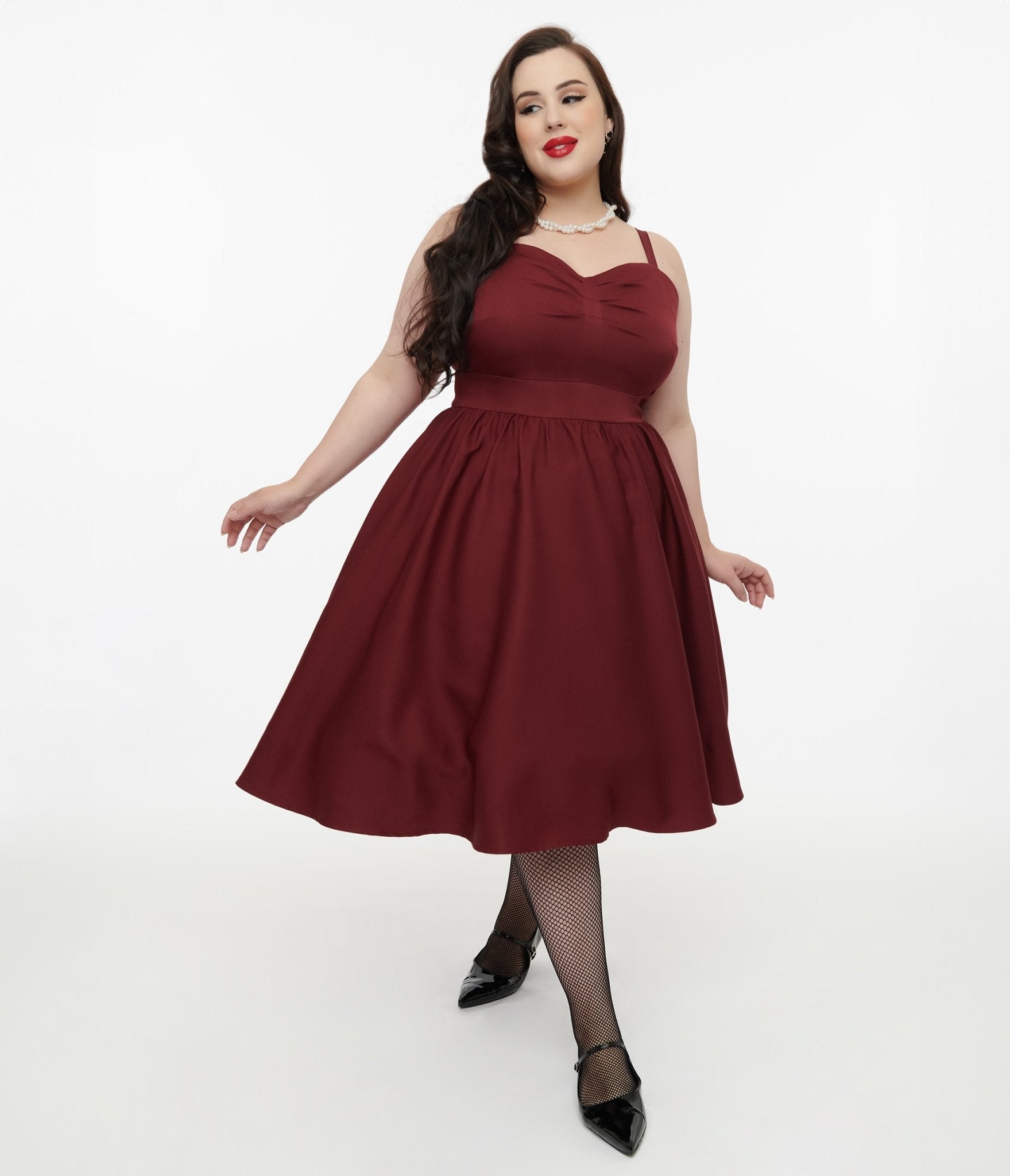 Disney Hocus Pocus Collection by Unique Vintage Plus Size Burgundy & Grey Plaid Hocus Pocus Capelet Swing Dress