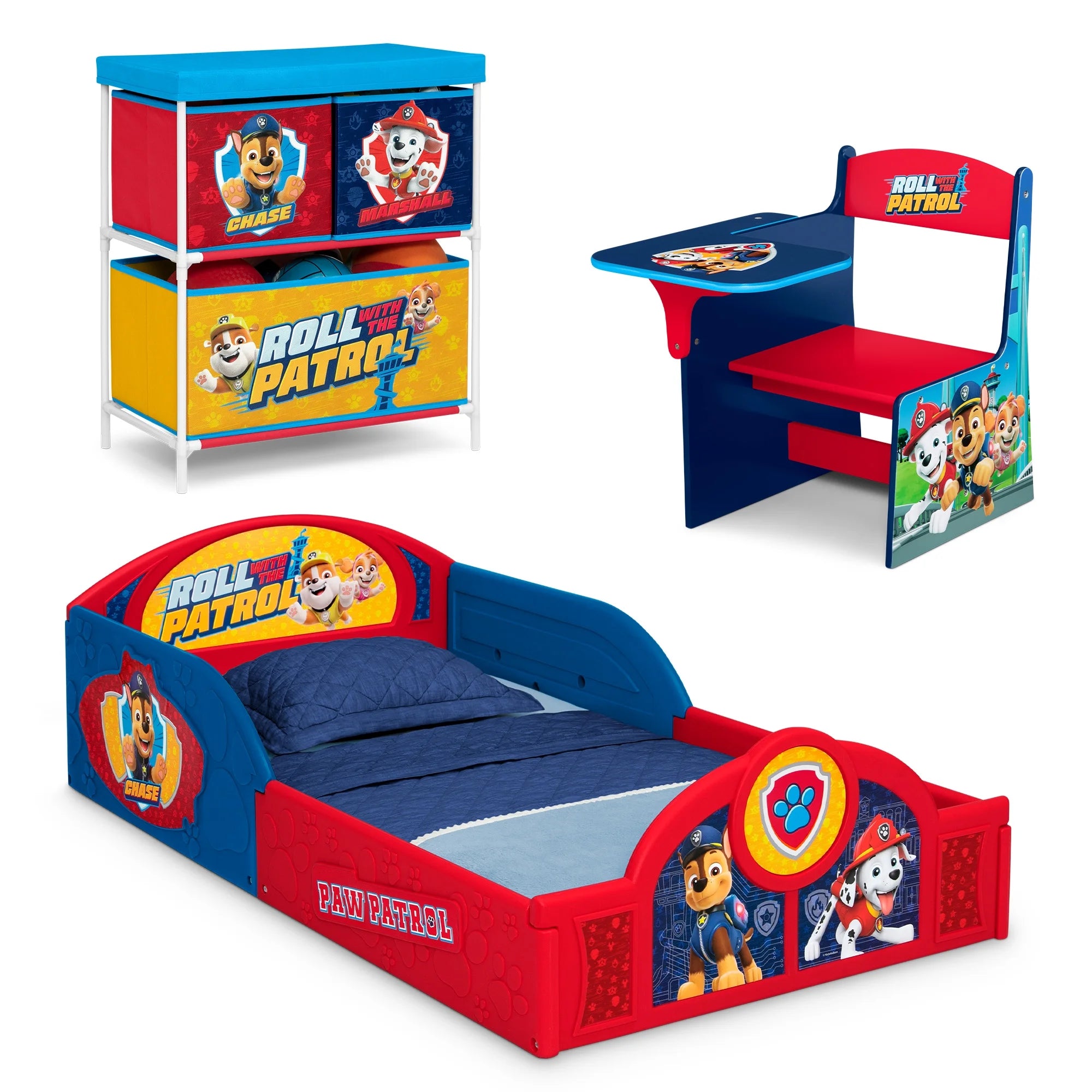 PAW Patrol 99782PW-1121 3-Piece Toddler Bedroom Set by Delta Children, Blue