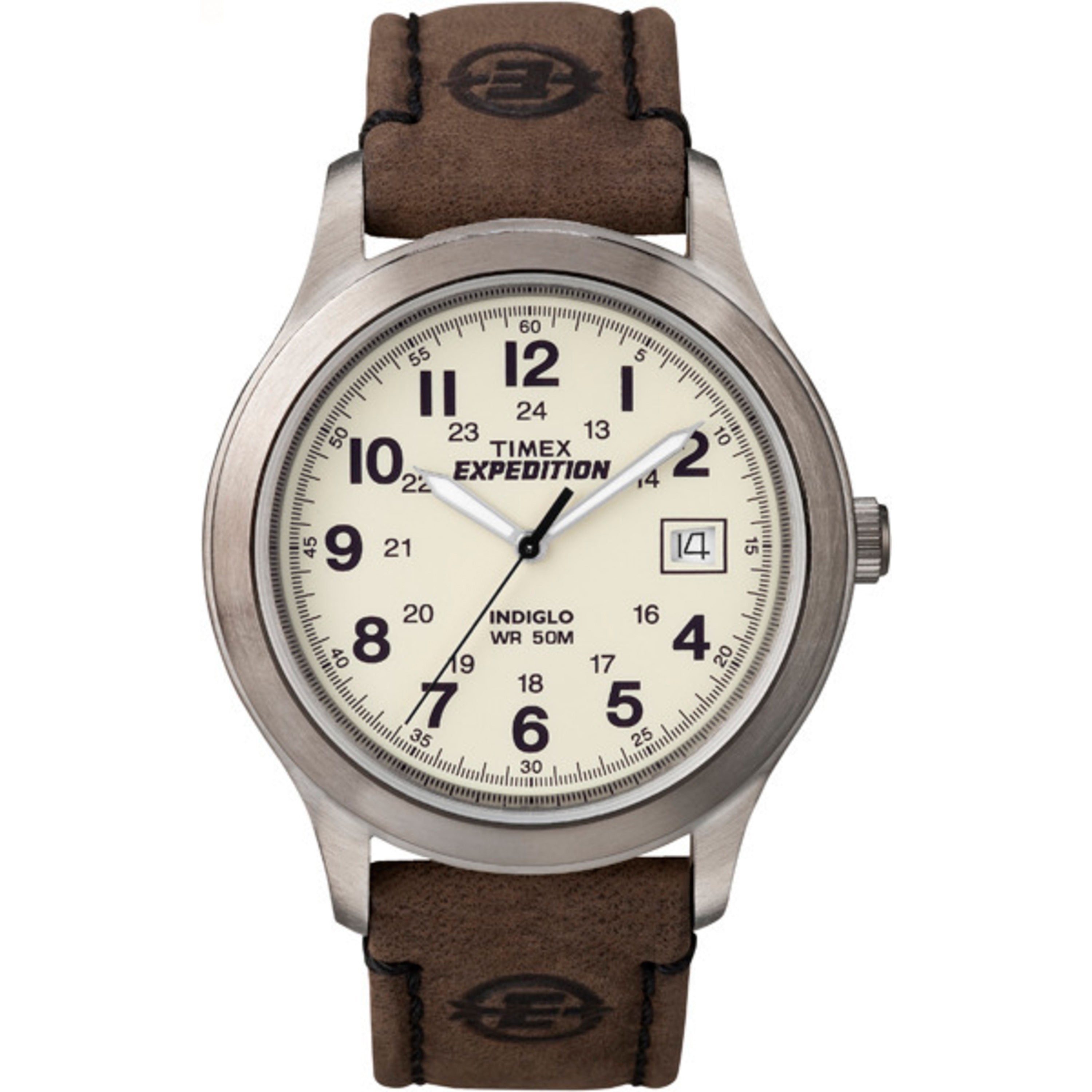 Timex Mens Expedition Metal Field Watch, Brown Leather Strap